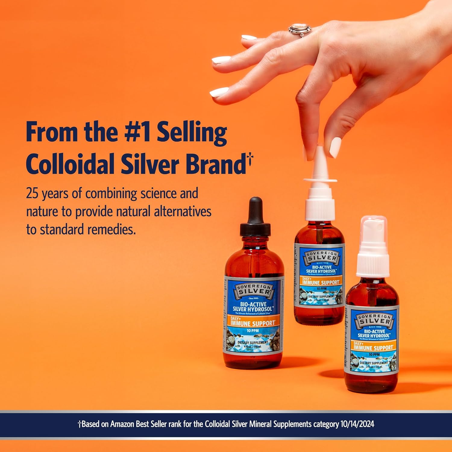 Travel Size Sovereign Silver Bio-Active Silver Hydrosol Liquid 10 ppm for Immune Support - 1oz