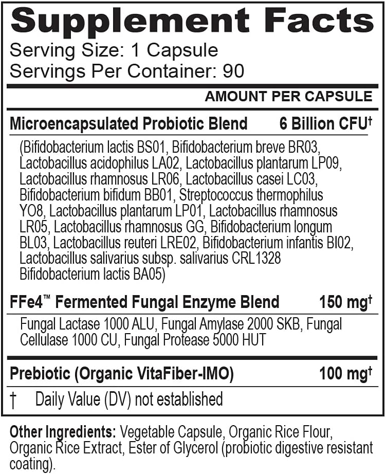 TriActive Biotics Daily Care: Probiotic & Prebiotic Blend with 6 Billion CFU - Digestive Enzymes Supplement - Supports Gut Health & Immune System - 90 Capsules for Men & Women
