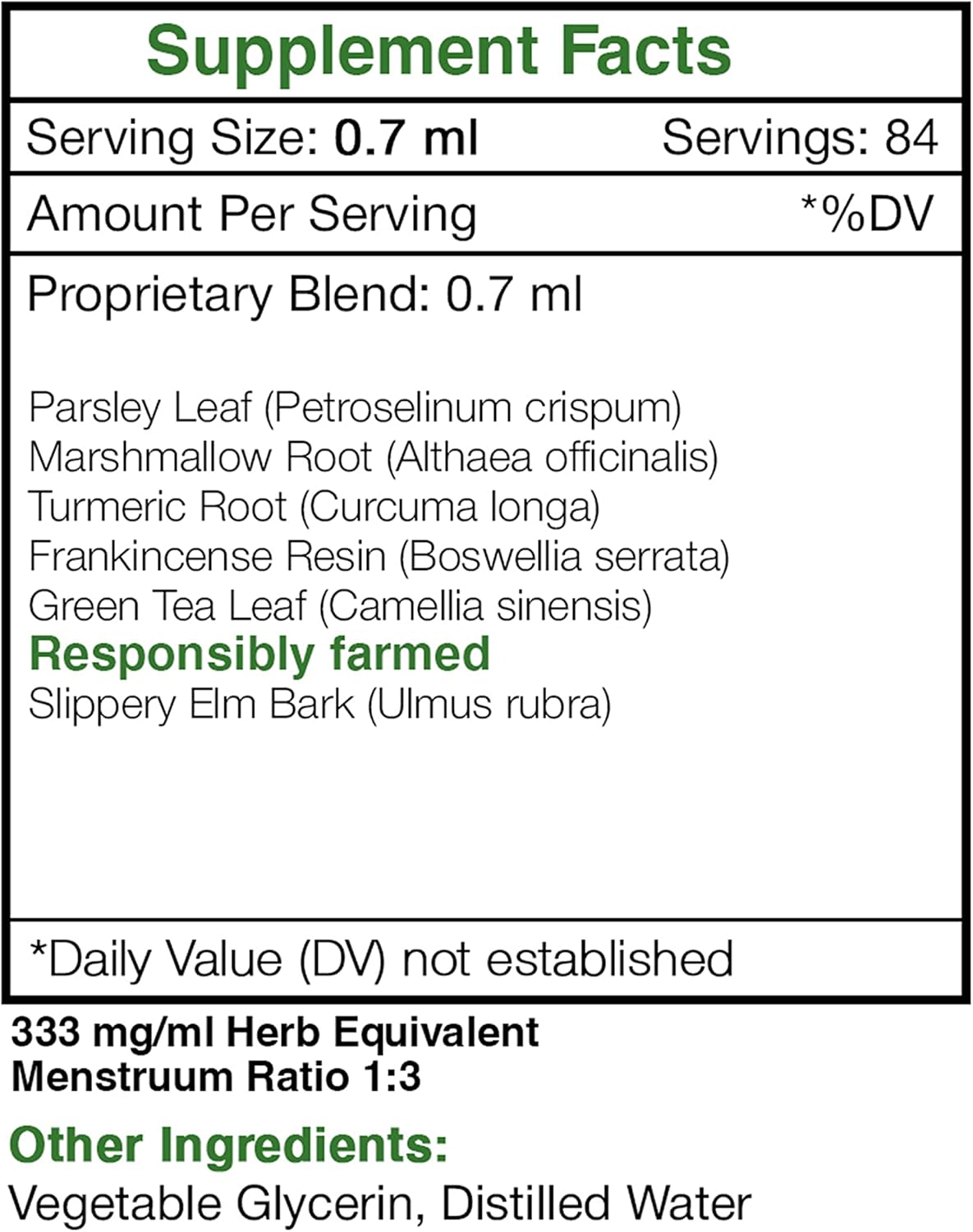 Tribal Crohn's Alcohol-Free Herbal Glycerite Tincture with Gut and Bowel Formula - Slippery Elm, Parsley, Marshmallow, Turmeric, Frankincense, Green Tea (2 FL OZ)