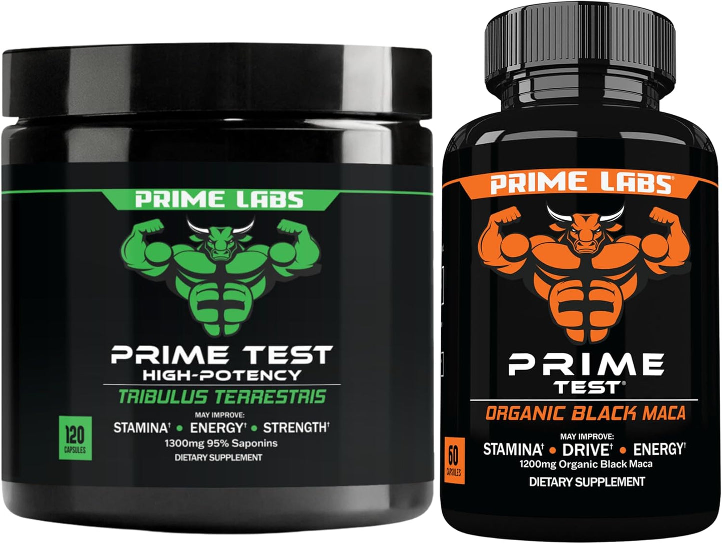 Tribulus Terrestris and Organic Black Maca Combo Pack - 120 ct and 60 ct - Prime Labs