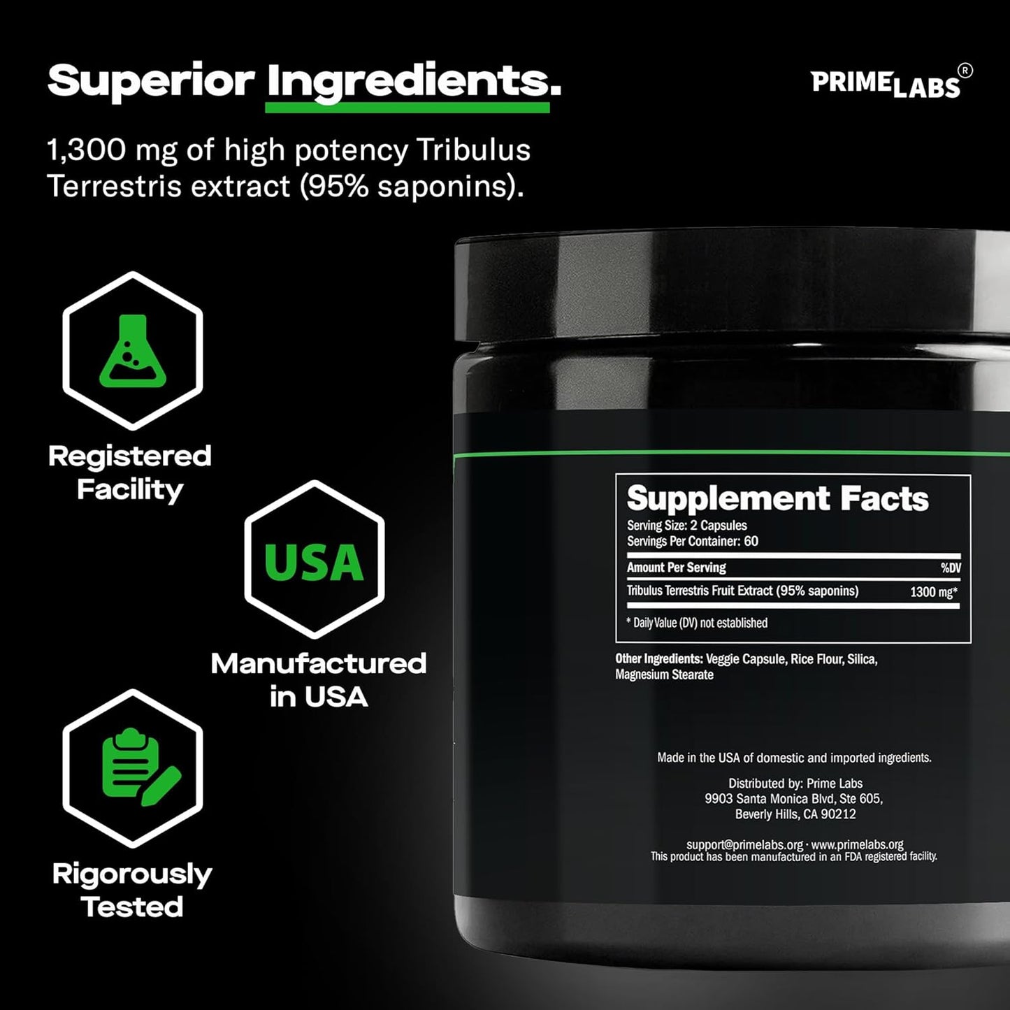 Tribulus Terrestris and Organic Black Maca Combo Pack - 120 ct and 60 ct - Prime Labs