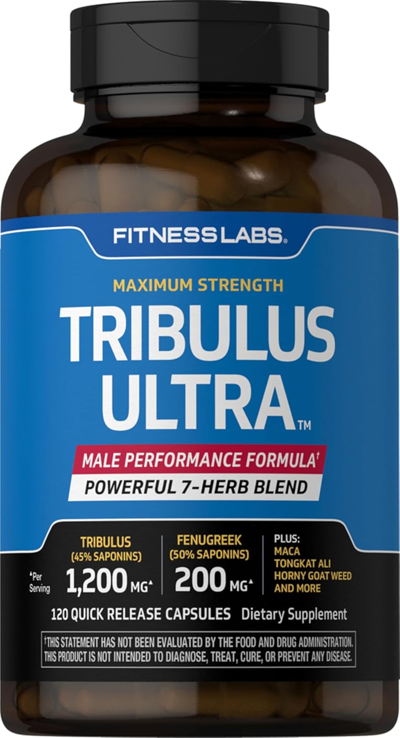 Tribulus Terrestris Supplement for Men | 120 Capsules | Blend with Fenugreek & Maca Extract | Non GMO & Gluten Free