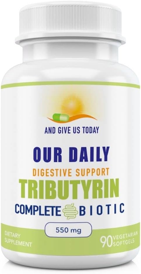 Tributyrin Digestive Health Probiotics | Complete Butyrate Supplement | 550 Mg Softgels | Immune Support | 90 Servings | Vegan Formula