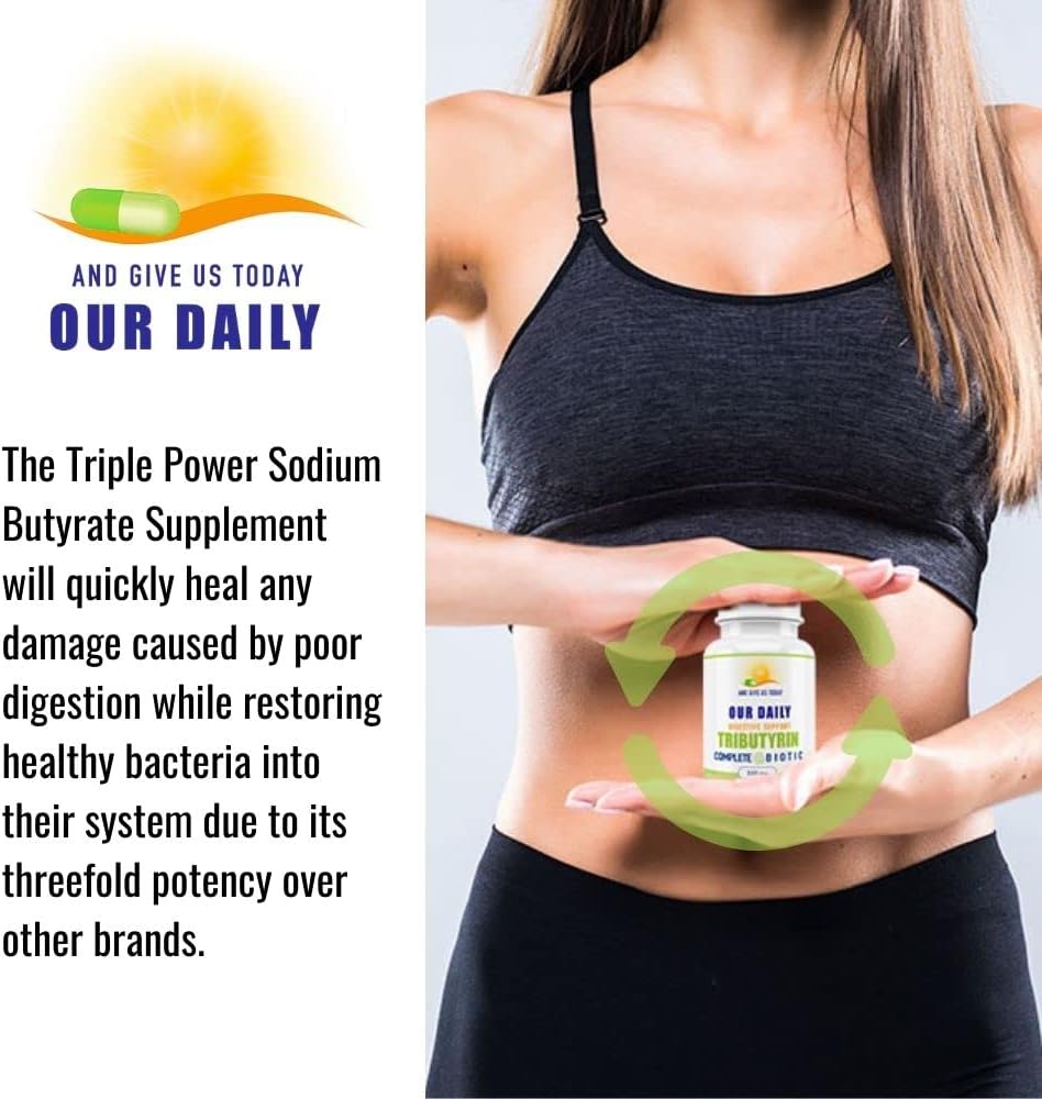 Tributyrin Digestive Health Probiotics | Complete Butyrate Supplement | 550 Mg Softgels | Immune Support | 90 Servings | Vegan Formula