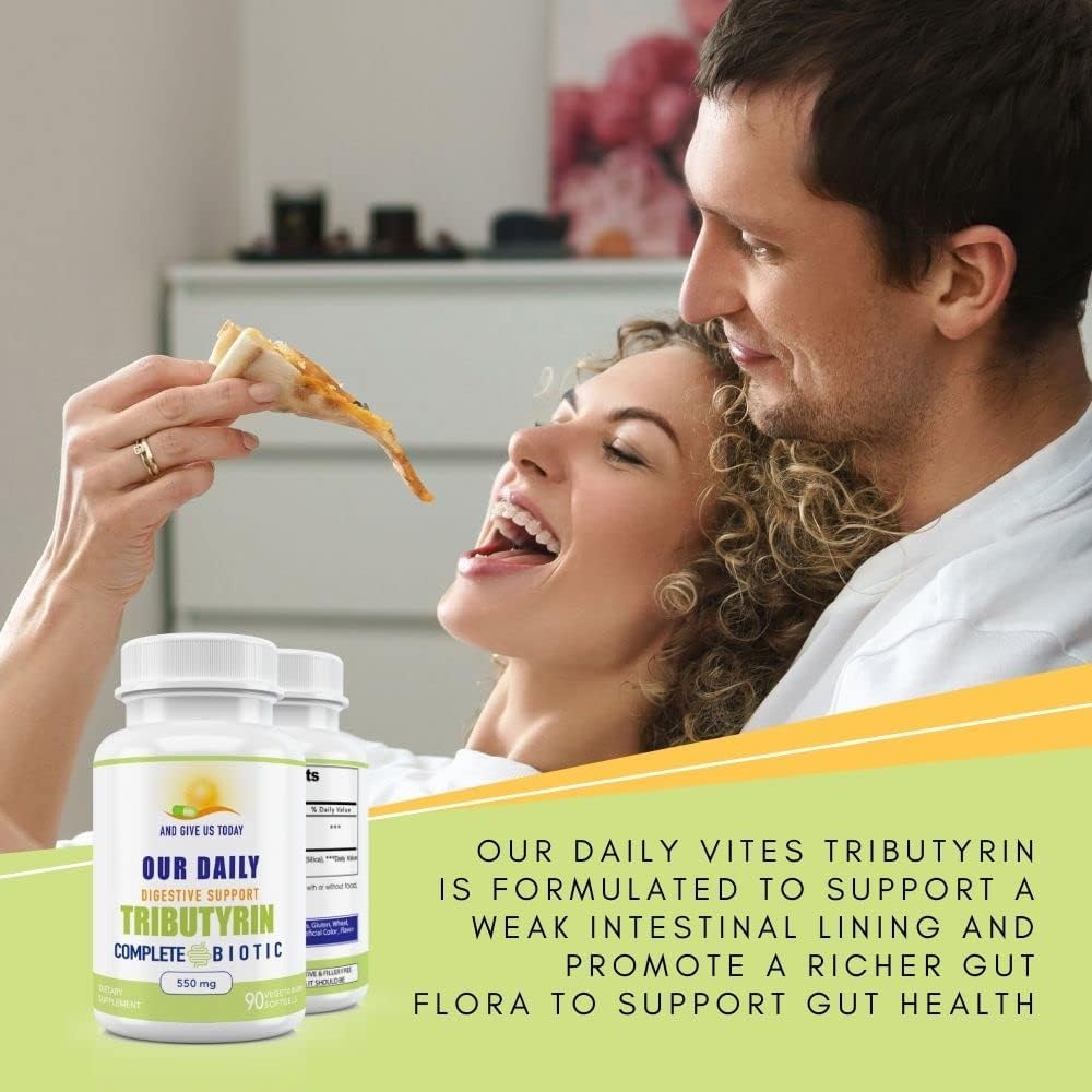 Tributyrin Digestive Health Probiotics | Complete Butyrate Supplement | 550 Mg Softgels | Immune Support | 90 Servings | Vegan Formula
