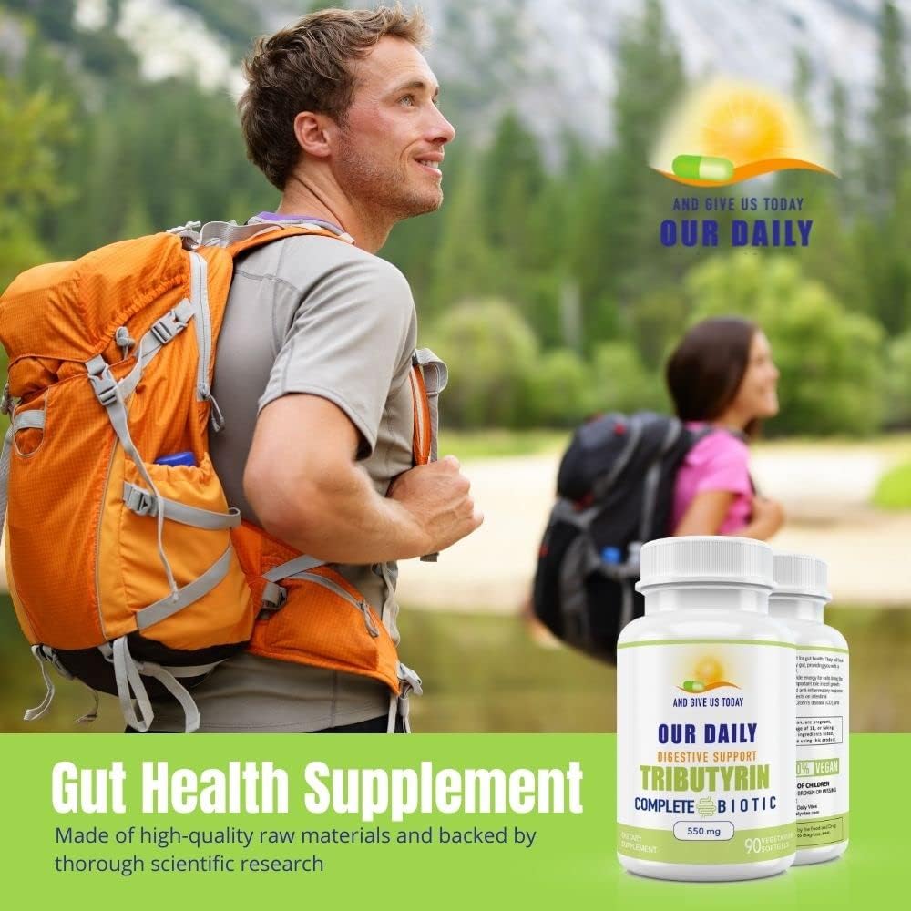 Tributyrin Digestive Health Probiotics | Complete Butyrate Supplement | 550 Mg Softgels | Immune Support | 90 Servings | Vegan Formula