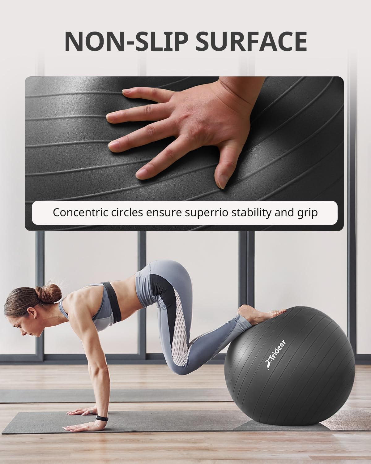 Trideer Yoga Ball Exercise Ball - 5 Sizes for Working Out, Pregnancy, Physical Therapy - Stability, Fitness, Office Chair - Includes Quick Pump
