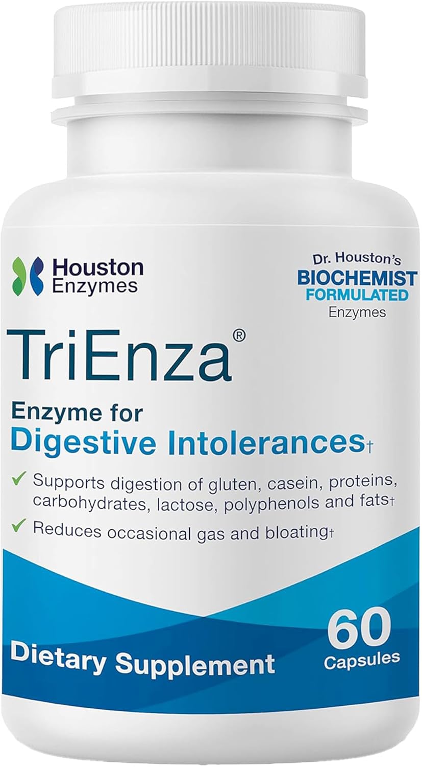TriEnza Enzymes 60 Capsules - Digestive Intolerances Support - Broad-Spectrum Enzymes for Protein, Carb, & Phenol Digestion