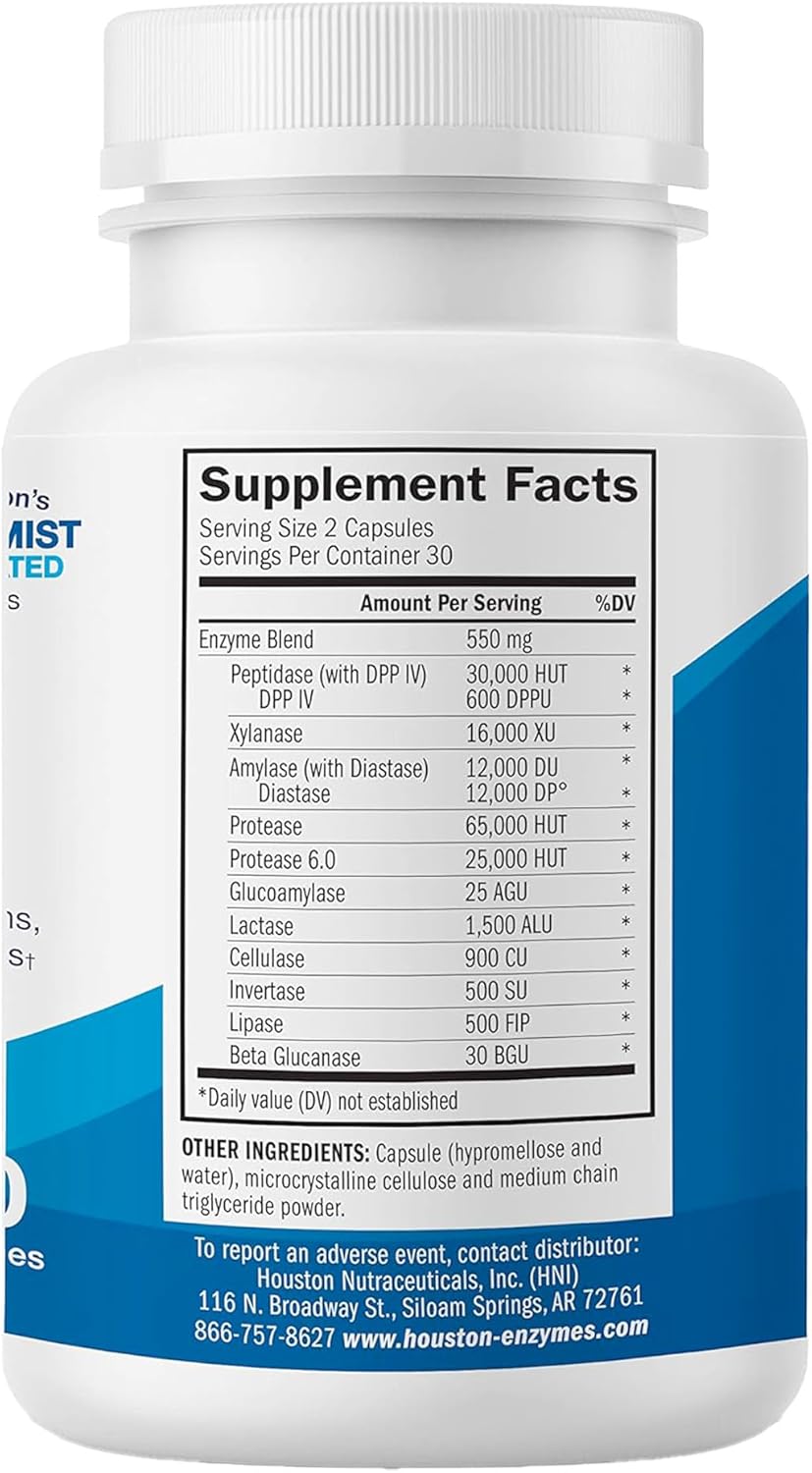 TriEnza Enzymes 60 Capsules - Digestive Intolerances Support - Broad-Spectrum Enzymes for Protein, Carb, & Phenol Digestion