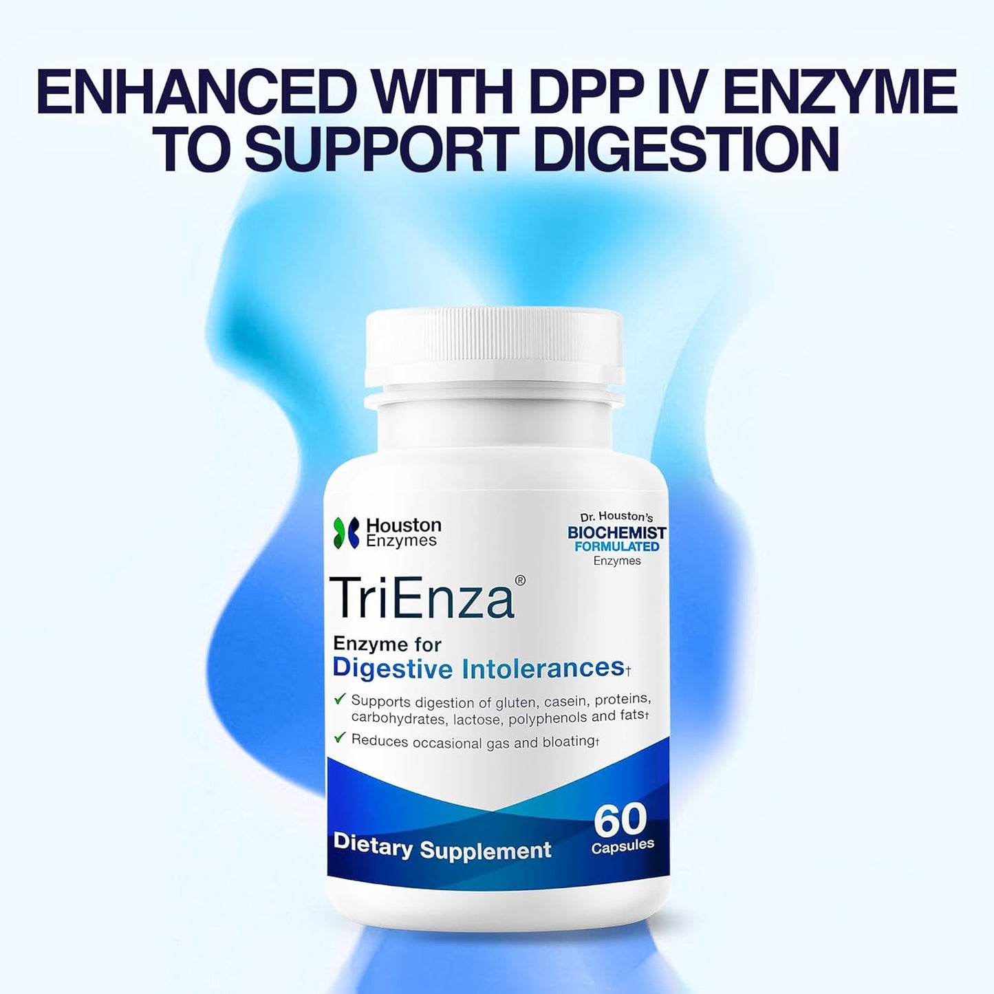 TriEnza Enzymes 60 Capsules - Digestive Intolerances Support - Broad-Spectrum Enzymes for Protein, Carb, & Phenol Digestion