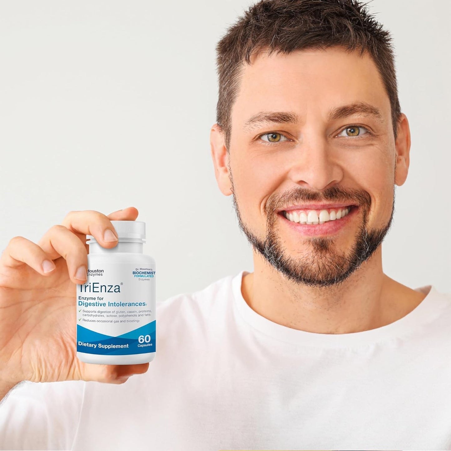 TriEnza Enzymes 60 Capsules - Digestive Intolerances Support - Broad-Spectrum Enzymes for Protein, Carb, & Phenol Digestion