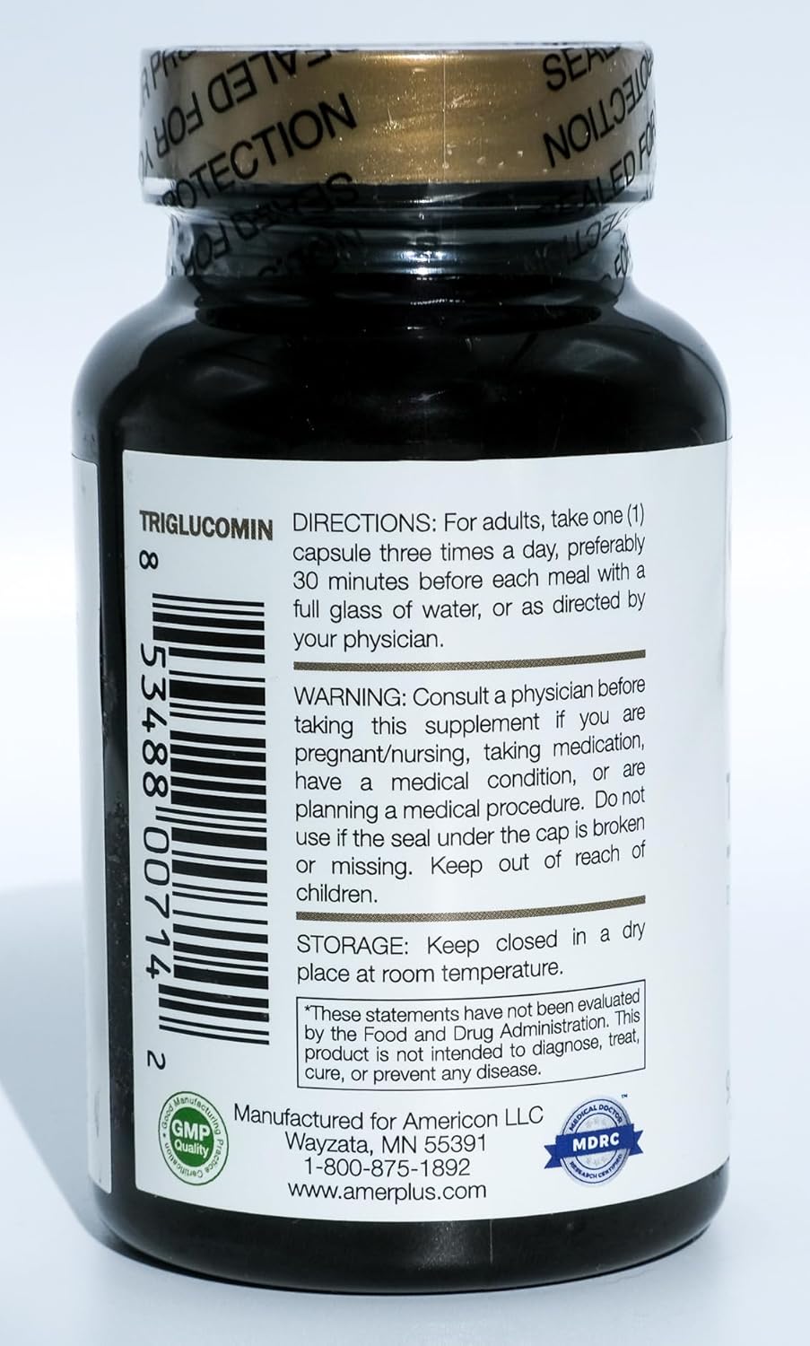 Triglucomin Supplement with Vanadium, Chromium, Gymnema Sylvestre, Alpha Lipoic Acid, Cinnamon - 90 Vegetarian Capsules