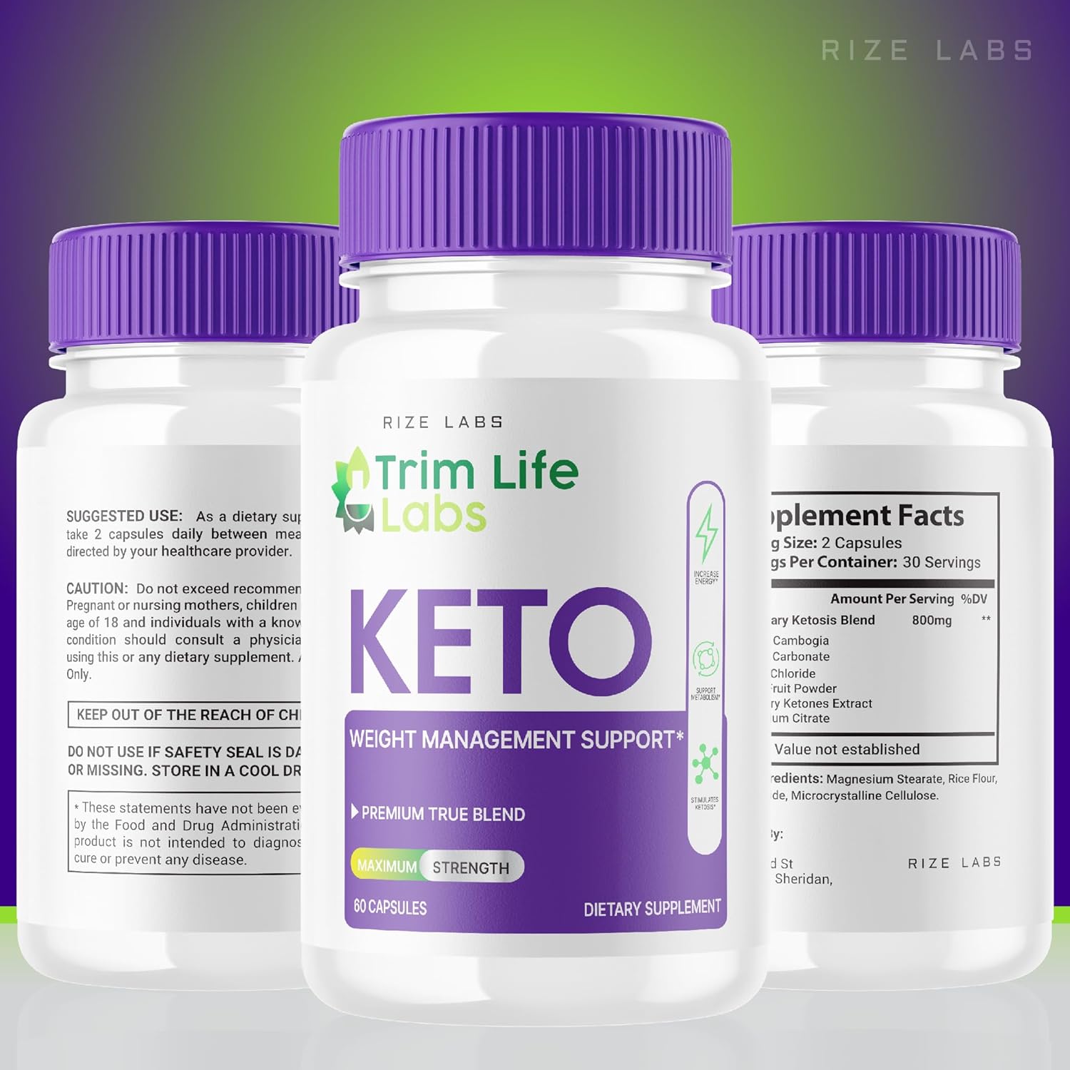 Trim Life Labs Keto Capsules - Maximum Strength Weight Loss Pills with Keto+ACV Formula - 60 Capsules