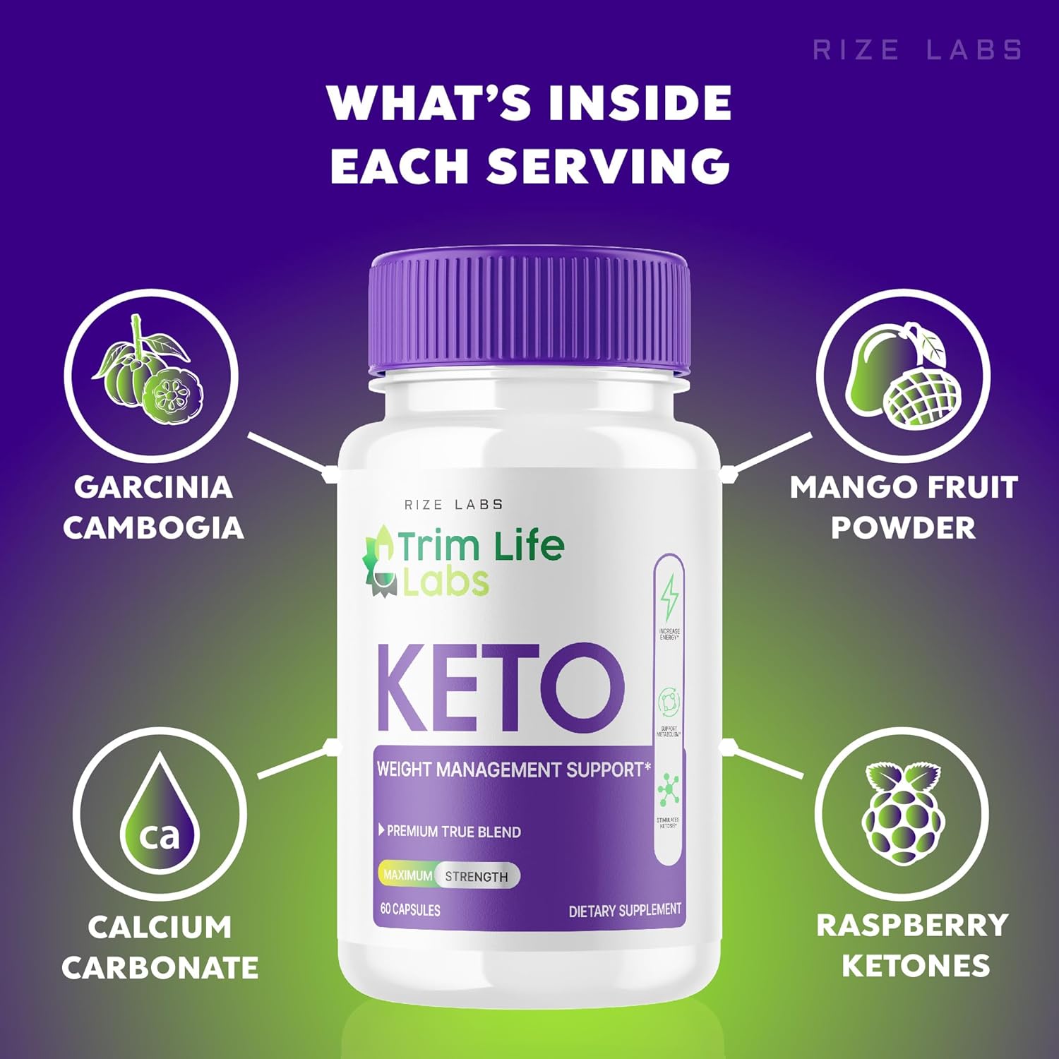 Trim Life Labs Keto Capsules - Maximum Strength Weight Loss Pills with Keto+ACV Formula - 60 Capsules