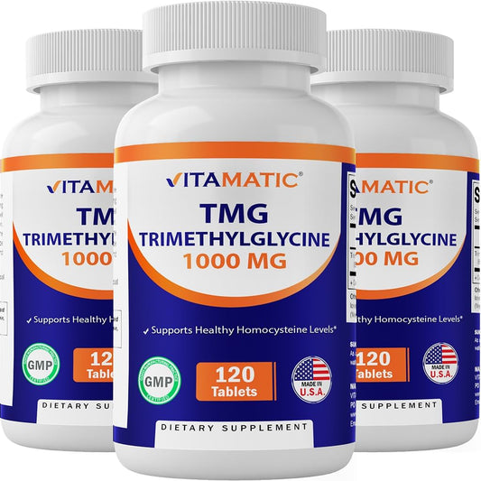 Trimethylglycine Supplements 1000mg - Betaine Anhydrous - 120 Tablets x 3 Bottles - Non-GMO & Gluten Free - 120 Servings - BoostGo Australia