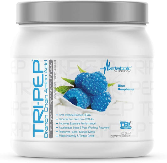 TRIPEP Blue Raspberry BCAA Powder Supplement - 400g (40 Servings) - Post & Pre Workout Amino Acid Boost
