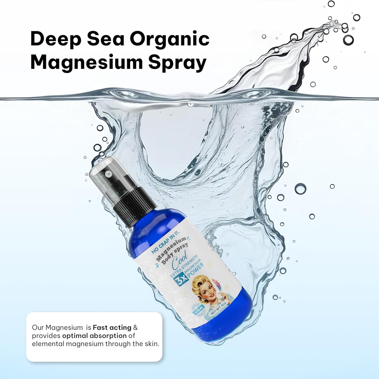 Triple Action Magnesium Spray - Immediate Relief with Magnesium Glycinate, Citrate, and Chloride Blend