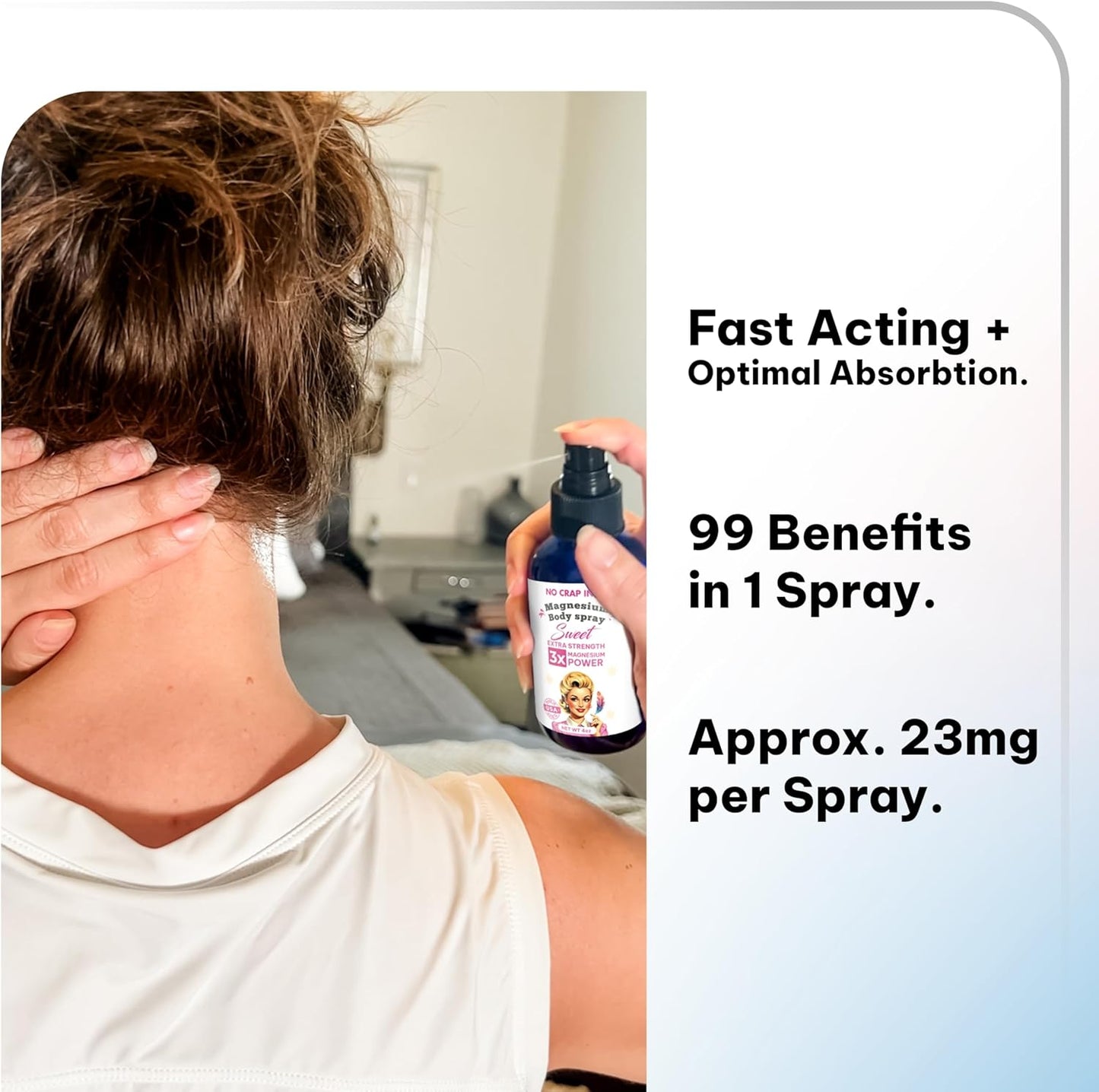 Triple Action Magnesium Spray for Immediate Relief - Unique Blend of Magnesium Glycinate, Citrate, and Chloride - Sweet Scent - Spray Your Way to Wellness