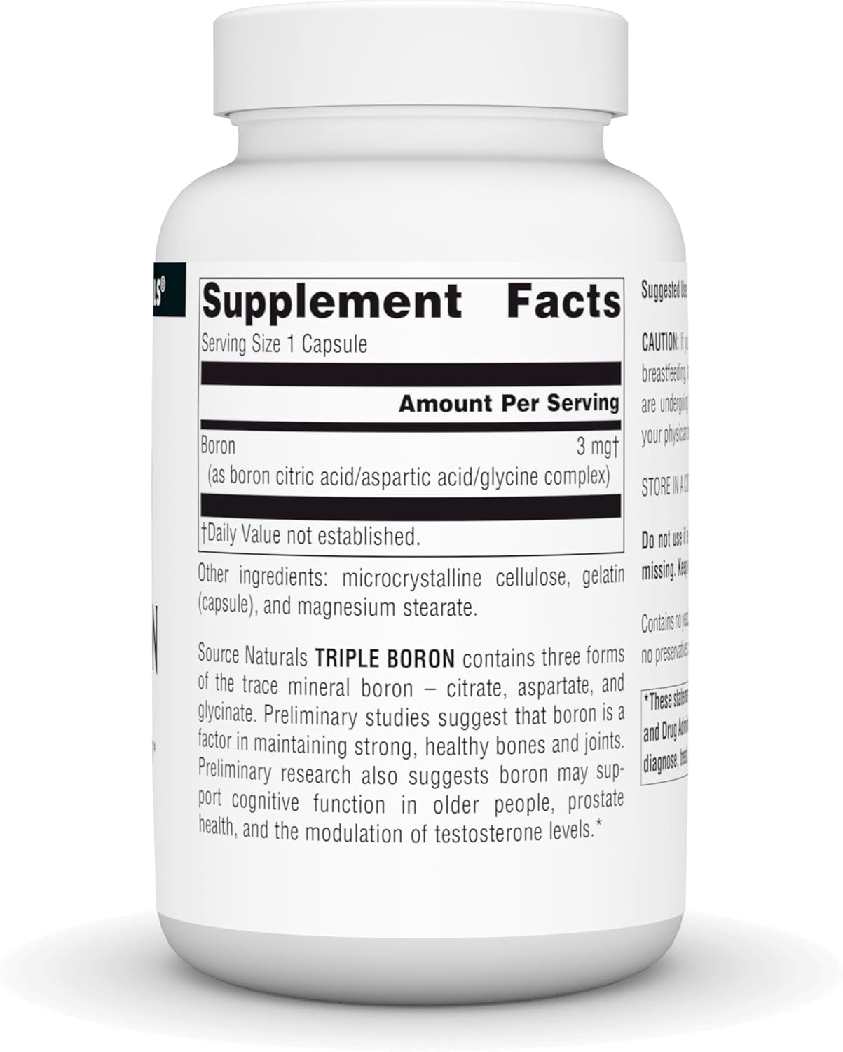 Triple Boron Capsules - 3 mg, 200 Count, Enhanced Bioavailability Formula from Source Naturals
