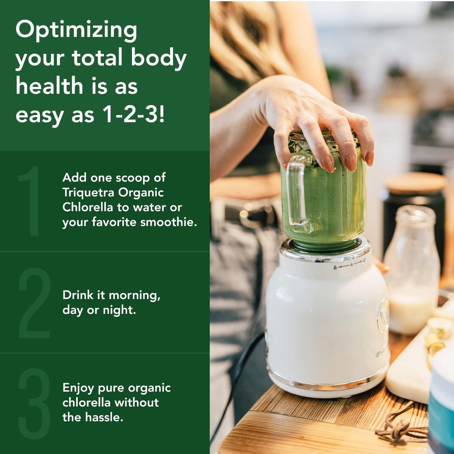 Triple Certified Organic Chlorella Powder - Raw & Sun Grown - High Nutrient & CGF Levels - 75 Servings (225g)