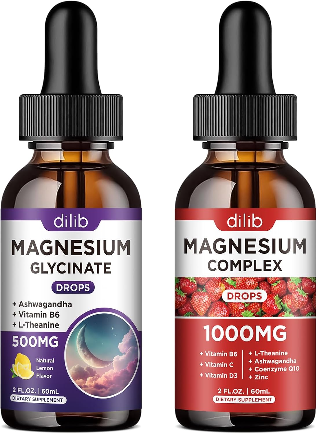Triple Magnesium Complex Liquid Drops Bundle - dilib Magnesium Glycinate Supplement