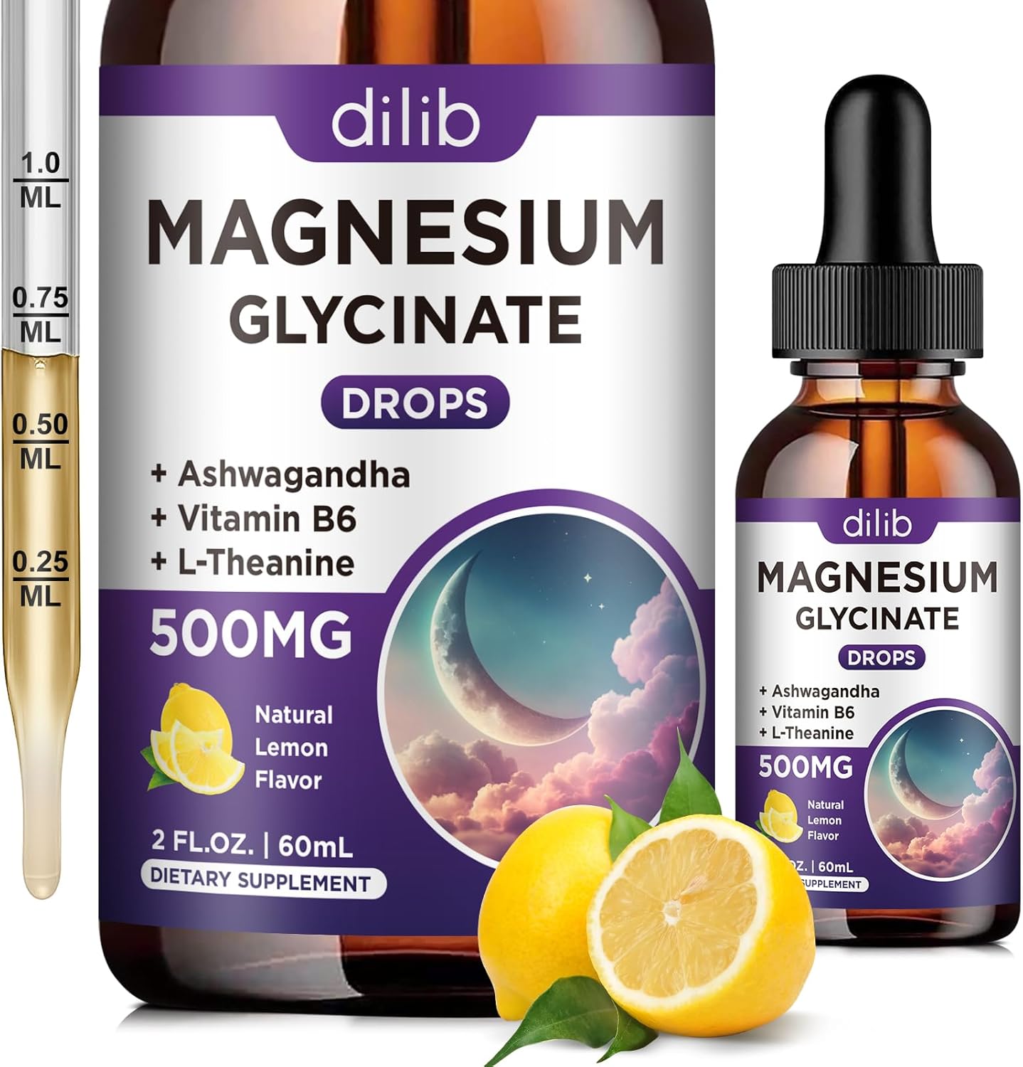 Triple Magnesium Complex Liquid Drops Bundle - dilib Magnesium Glycinate Supplement