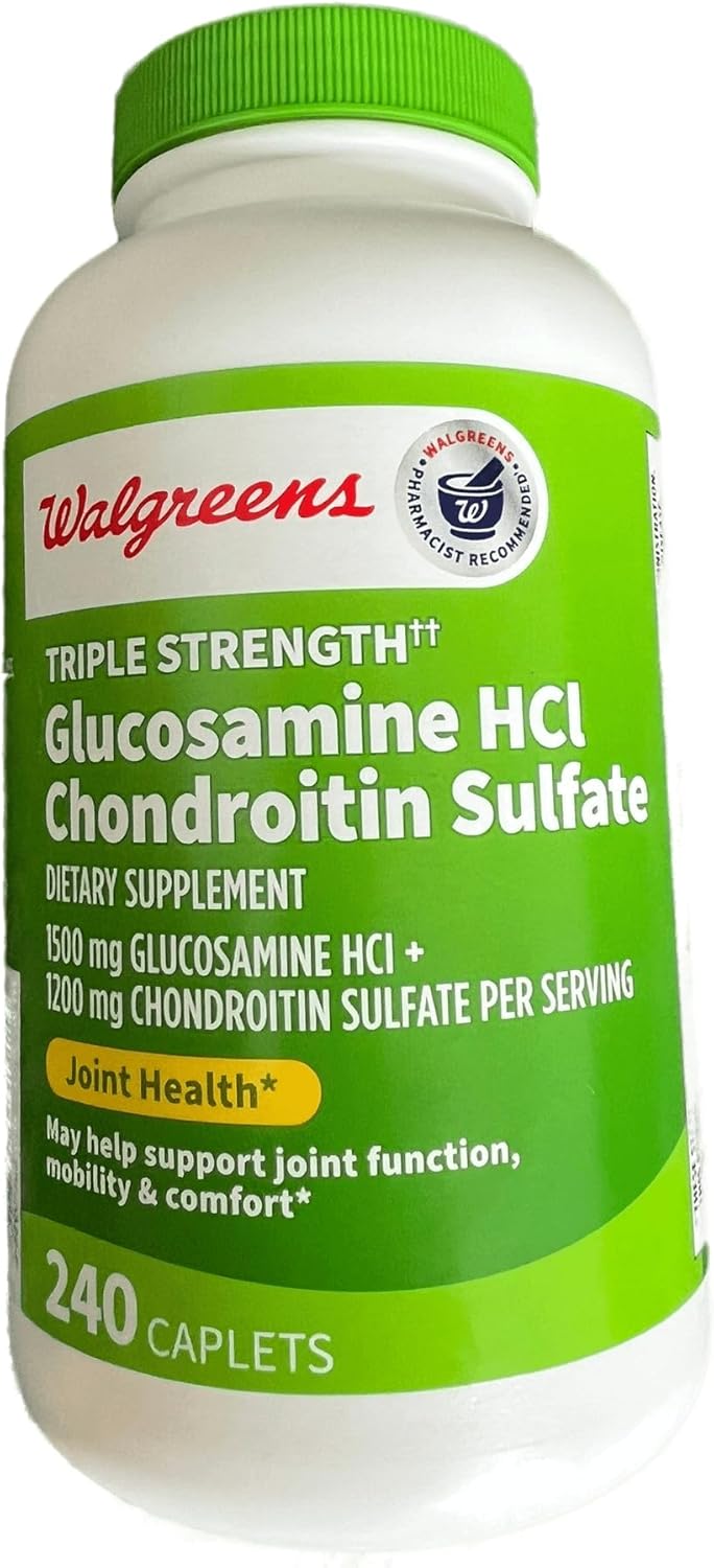 Triple Strength Glucosamine Chondroitin Caplets - 240 Count, 1500mg Glucosamine HCL, 1200mg Chondroitin