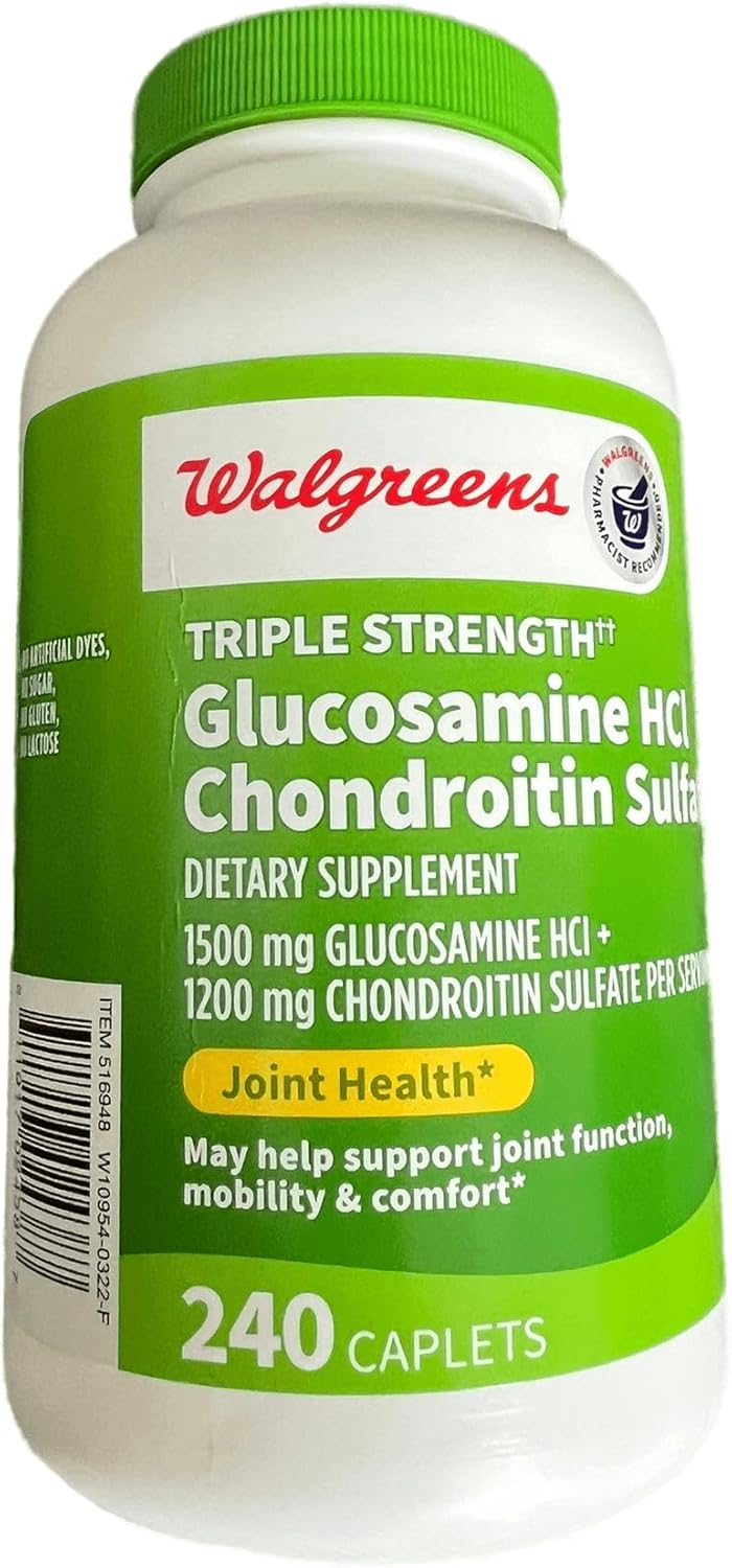 Triple Strength Glucosamine Chondroitin Caplets - 240 Count, 1500mg Glucosamine HCL, 1200mg Chondroitin