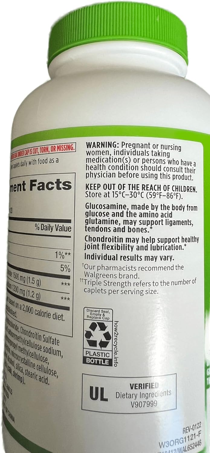 Triple Strength Glucosamine Chondroitin Caplets - 240 Count, 1500mg Glucosamine HCL, 1200mg Chondroitin