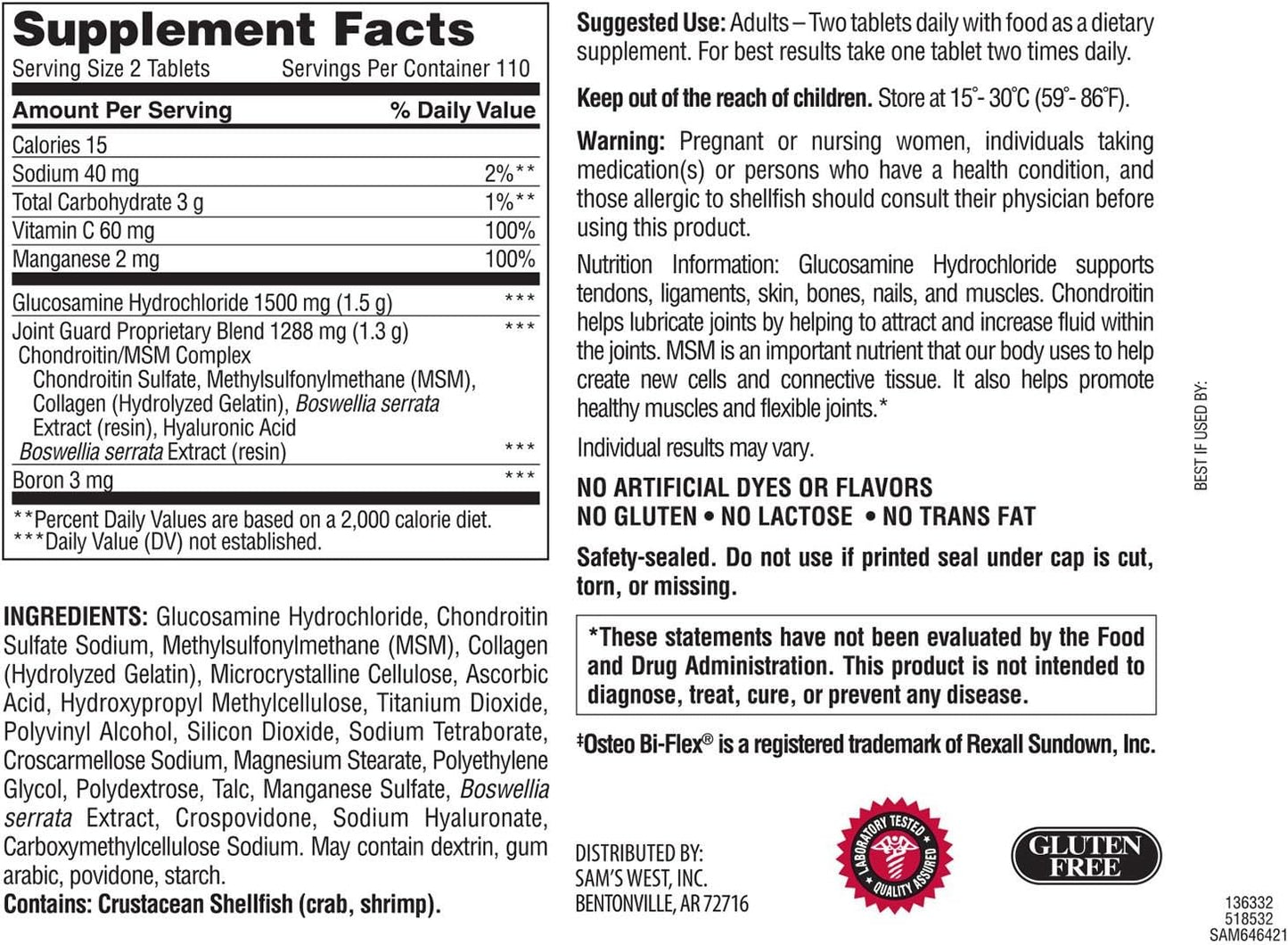 Triple Strength Glucosamine Chondroitin MSM by Member's Mark - 220 Count