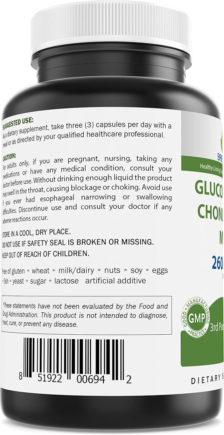 Triple Strength Glucosamine Chondroitin MSM Capsules - Supports Joint Health & Flexibility - 180 Count