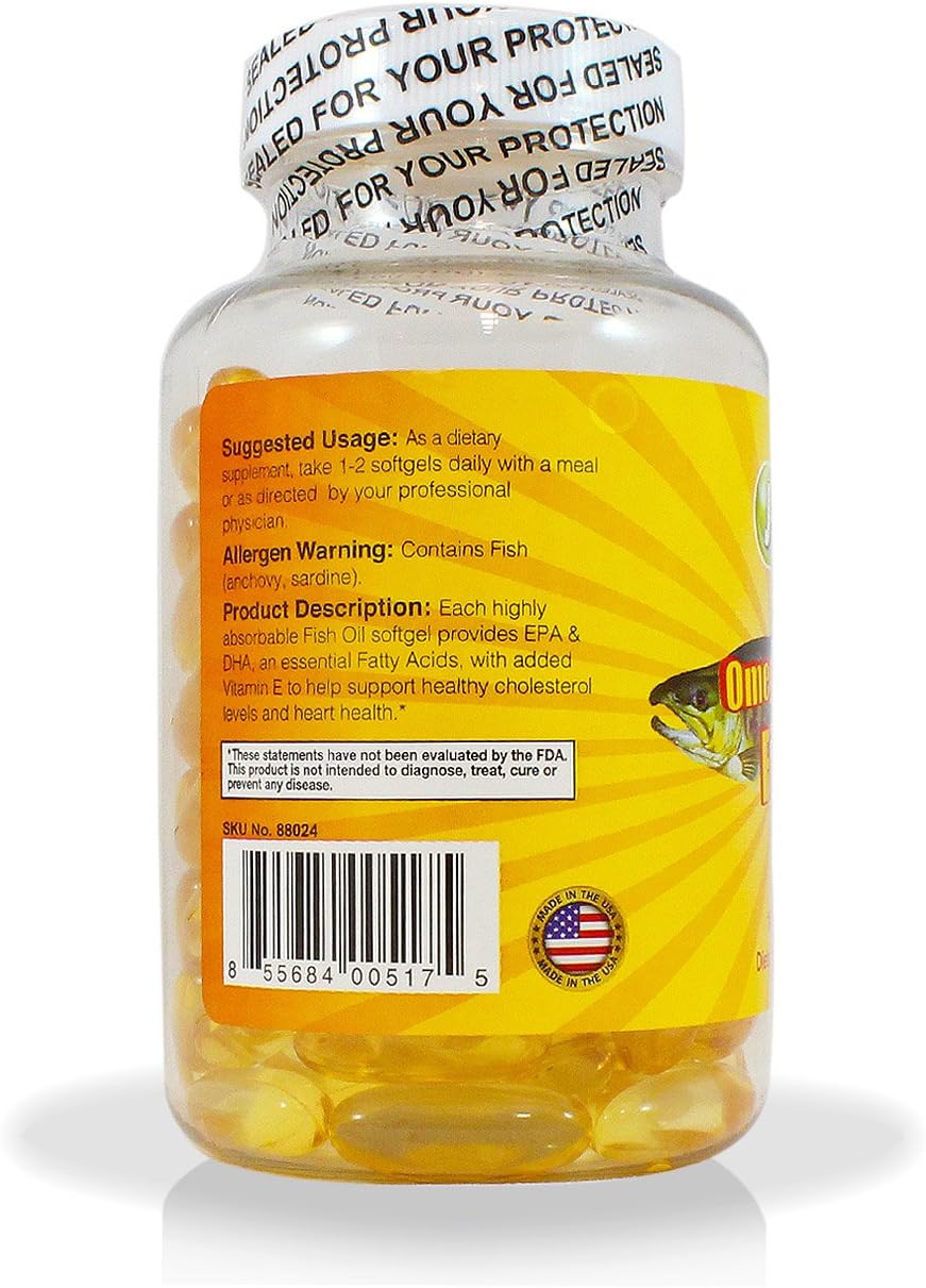 Triple Strength J-BIO Omega-3 Fish Oil Supplement - 1000mg, High Potency (600mg Omega 3 Fatty Acids: 240mg DHA + 360mg EPA) - 100 Softgels