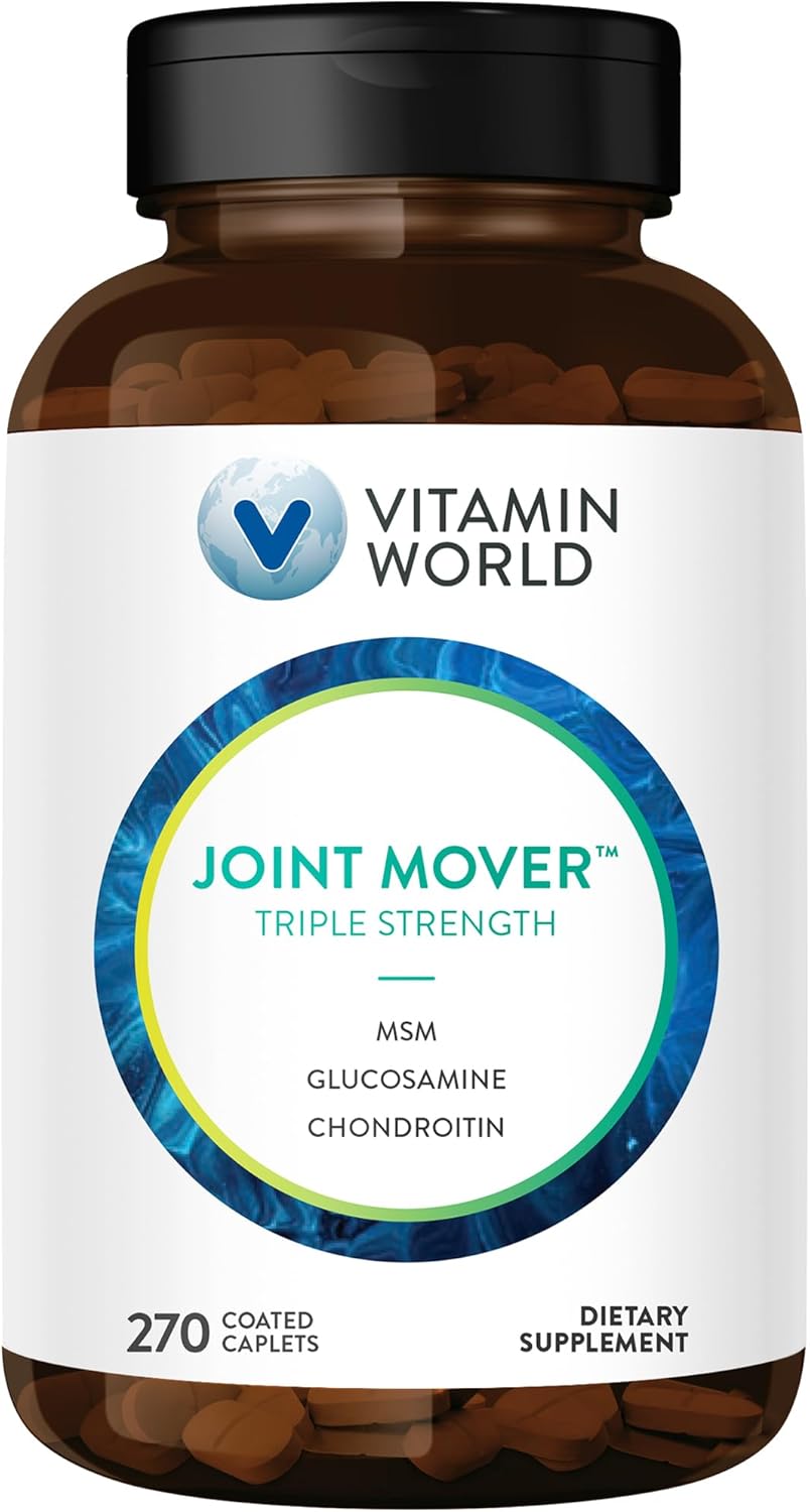 Triple Strength Joint Support Supplement with Glucosamine, Chondroitin, MSM, Collagen, and Boswellia Serrata Extract for Joint Strength, Comfort, and Flexibility - 270 Caplets