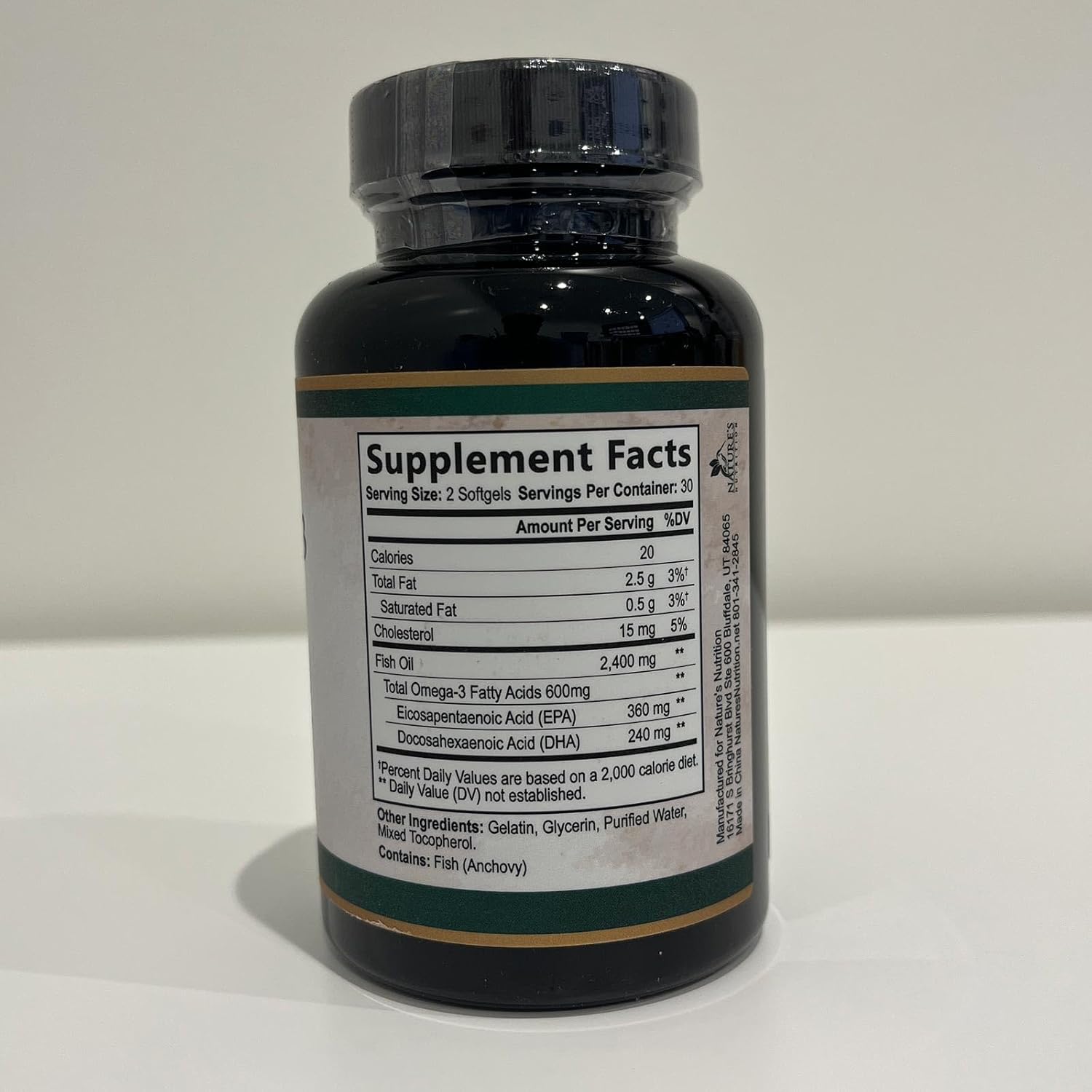 Triple Strength Omega-3 Fish Oil Supplement for Immune, Heart, and Brain Health - 2400 mg, EPA & DHA Fatty Acids - Wild Caught, Non-GMO - 60 Softgels, Lemon Flavor