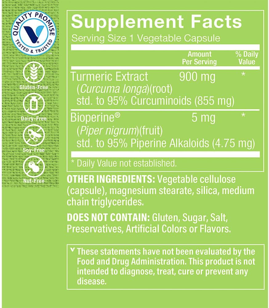 Triple Strength Turmeric with Curcumin 900mg Capsules - Joint Mobility Support, Antioxidant Benefits, Includes 5mg Bioperine - 120 Vegetarian Capsules