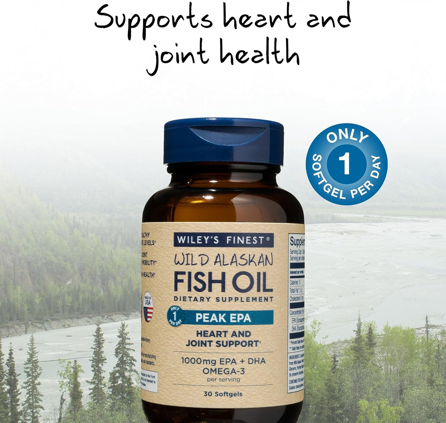 Triple Strength Wild Alaskan Fish Oil Softgels - 1000mg Omega-3s, SQF-Certified - 30 Servings