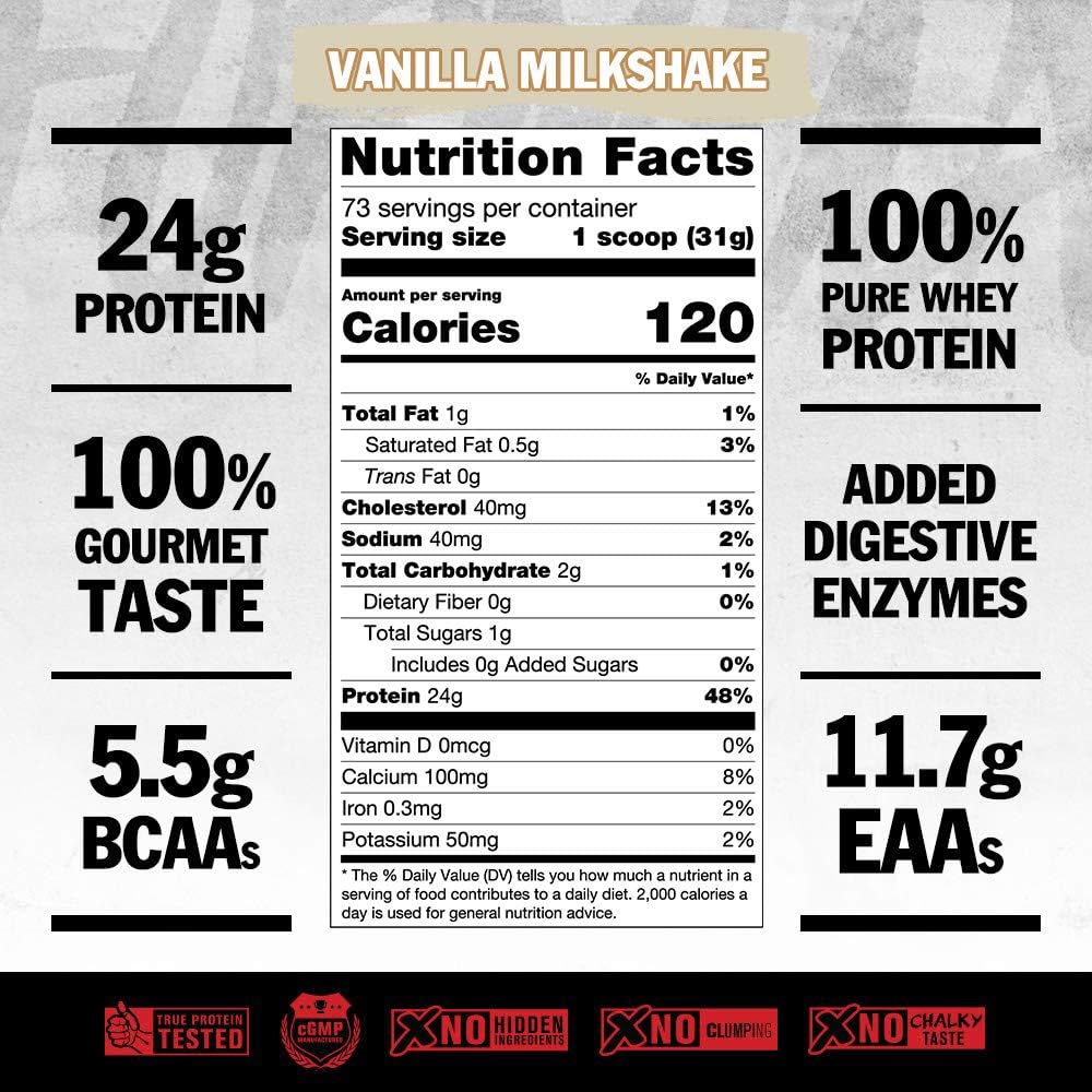 Triple Whey Protein Powder Supplement - Mutant Pro - Time-Released for Maximum Amino Acid Absorption - Gourmet Vanilla Milkshake Flavor - 5 lbs