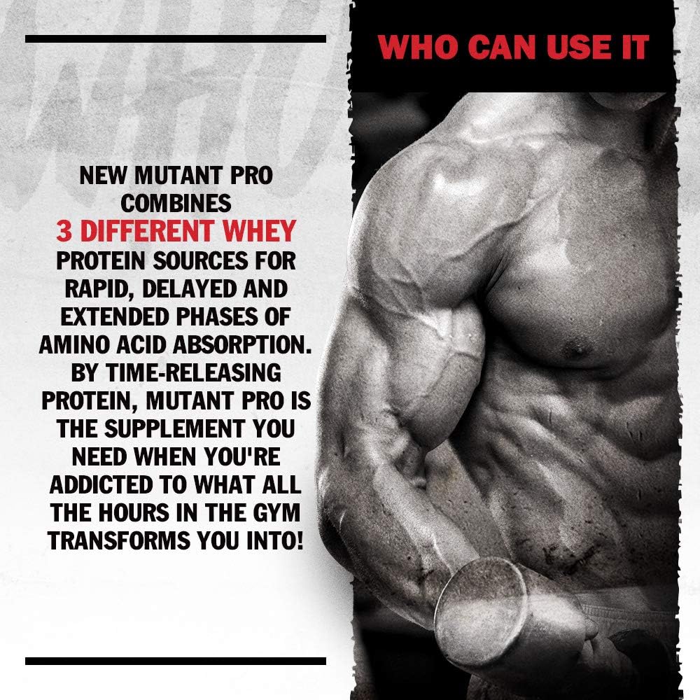 Triple Whey Protein Powder Supplement - Mutant Pro - Time-Released for Maximum Amino Acid Absorption - Gourmet Vanilla Milkshake Flavor - 5 lbs