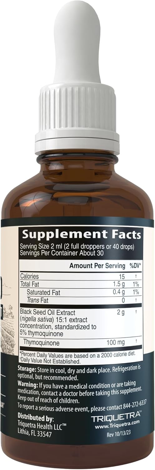 Triquetra Health Black Seed Oil Capsules - 5% Thymoquinone, 100mg per Serving, Vegan, 30 Servings
