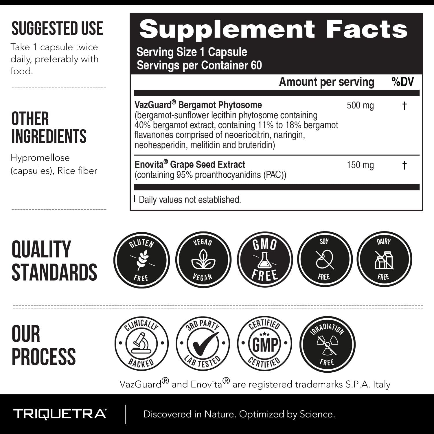 Triquetra Health SoActive Bergamot Capsules: Italian Citrus Bergamot Phytosome with Grape Seed Extract - Supports Cholesterol & Weight Management - 60 Capsules