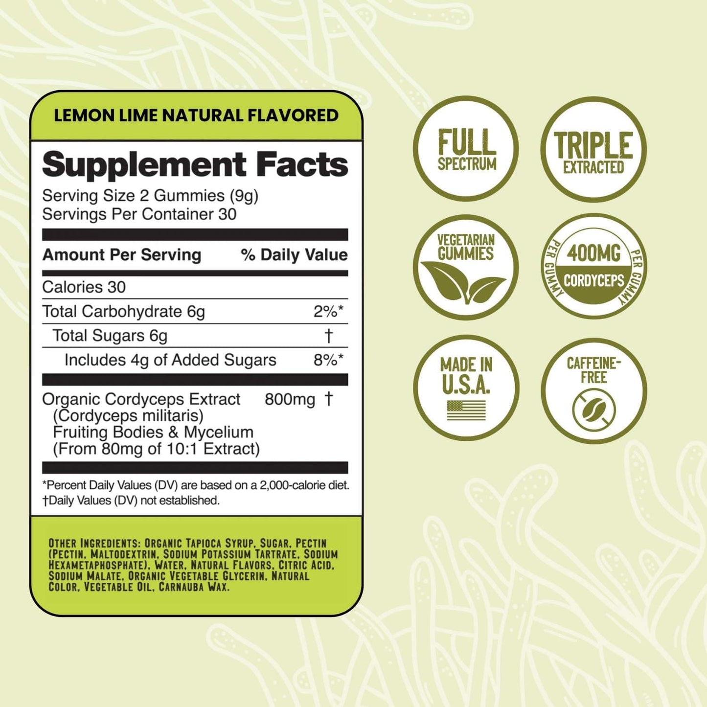Troomy Boost Cordyceps All Natural Mushroom Gummies - 60 Count - Promotes Hyper Focus & Healthy Lifestyle - Lemon Lime Flavor