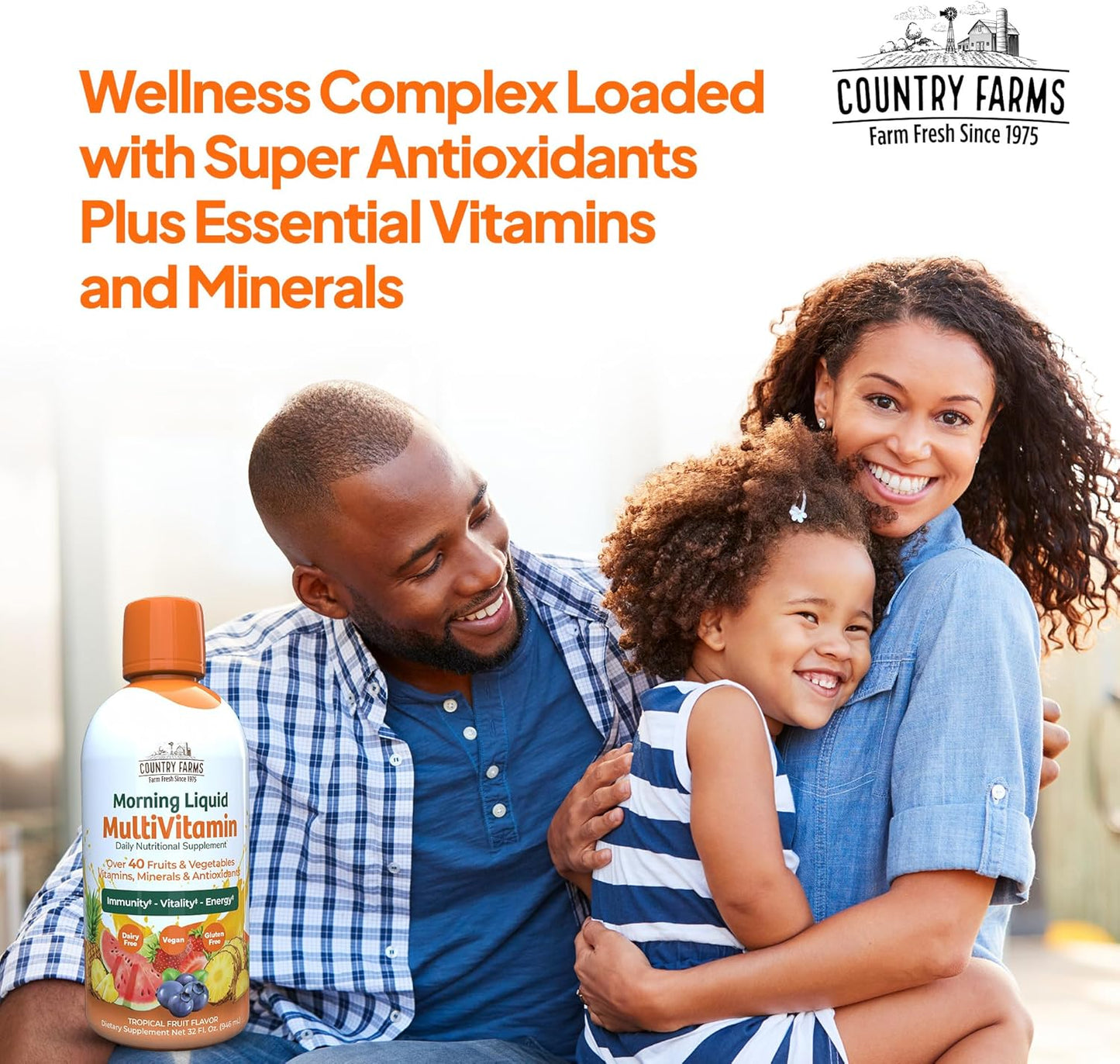 Tropical Fruit Flavored Liquid Multivitamin with Herbal Blend for Immune Support & Energy - Vegan & Gluten-Free - 32 fl oz