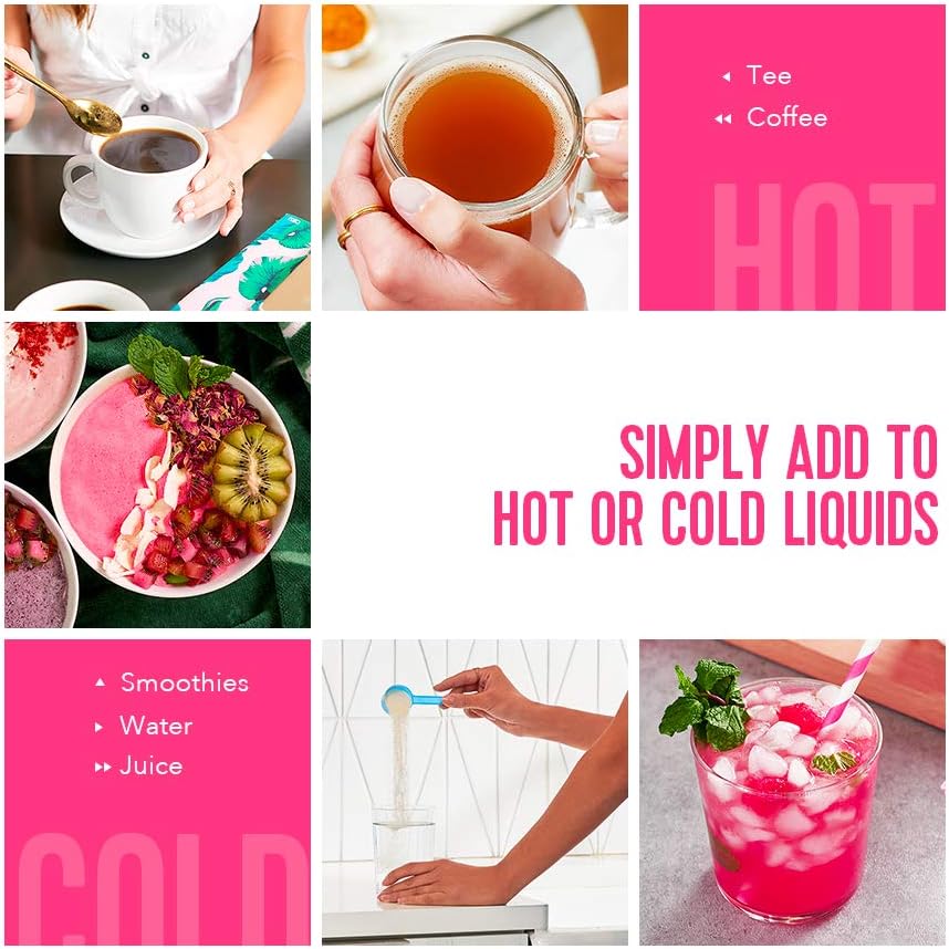 Tropical Hibiscus Collagen Powder with Hyaluronic Acid - Boost Skin Elasticity and Hydration - 15g Collagen Per Serving - Women's Supplement - 9.6oz Canister