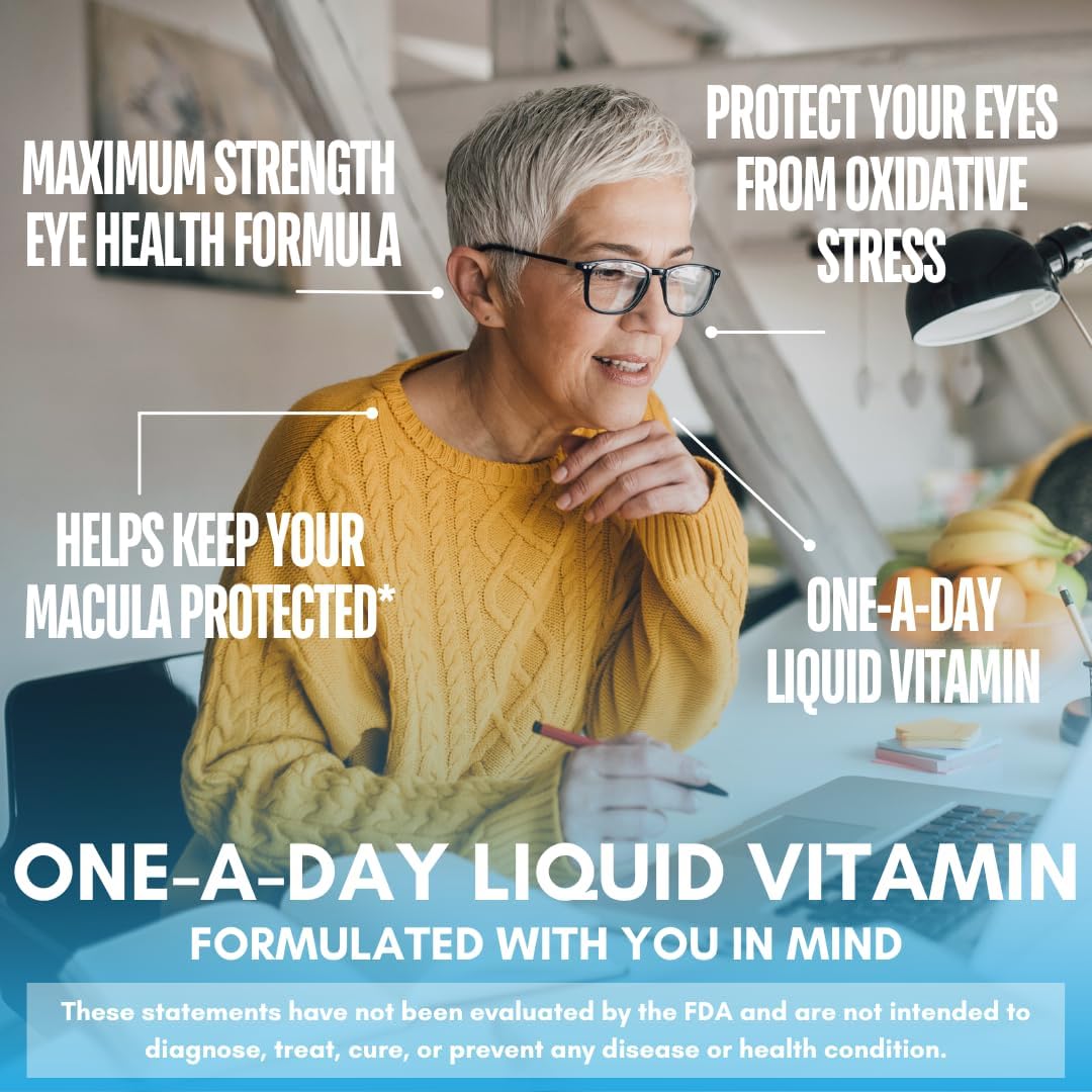Tropical Oasis Liquid Eye Vitamin Formula with Lutein, Zeaxanthin, and Astaxanthin for Vision Support - 32 Servings, 32oz - Max Absorption and Great Taste