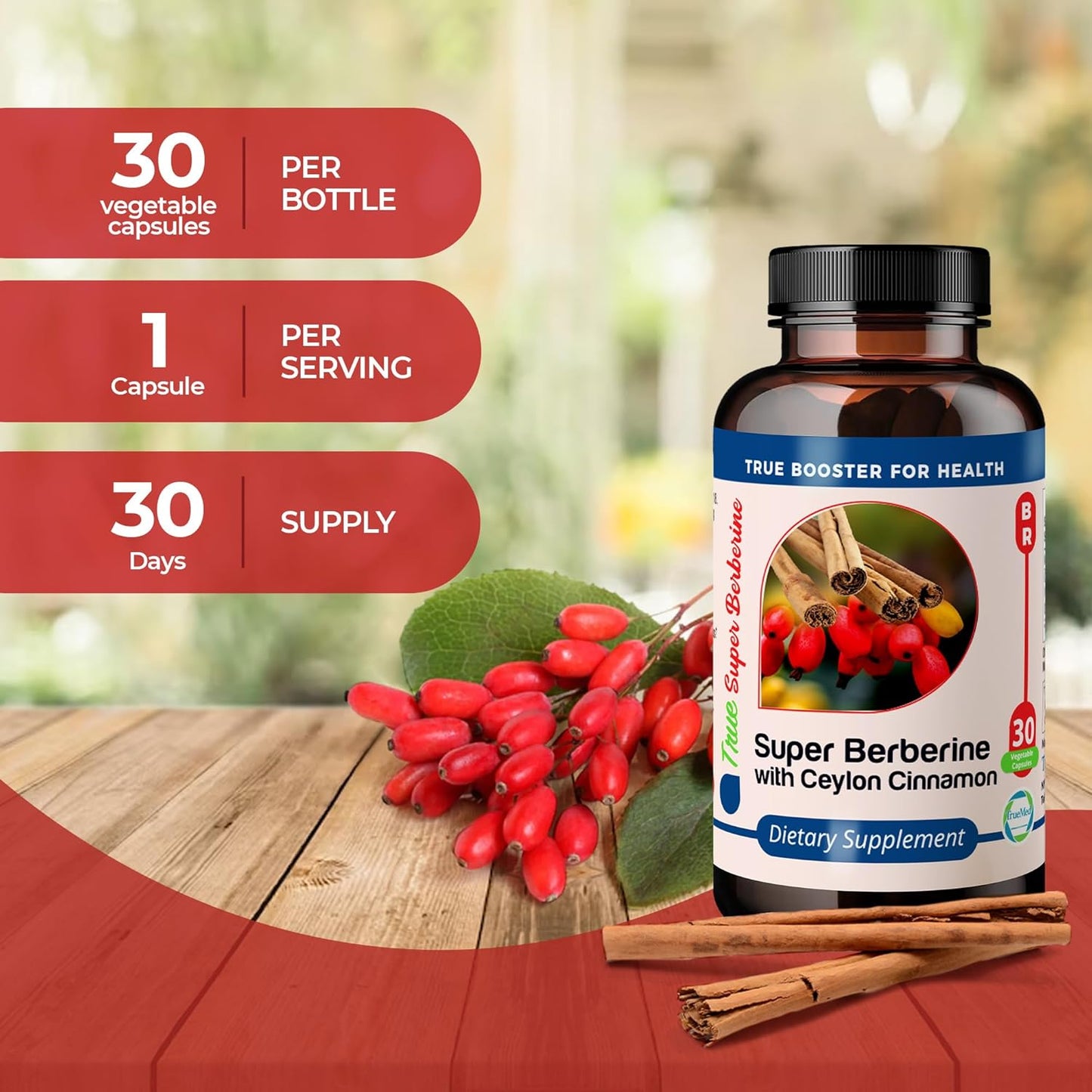 TRUEMED Super Berberine Supplement - High Potency 4250mg Formula for Immune Support and Metabolism Boost