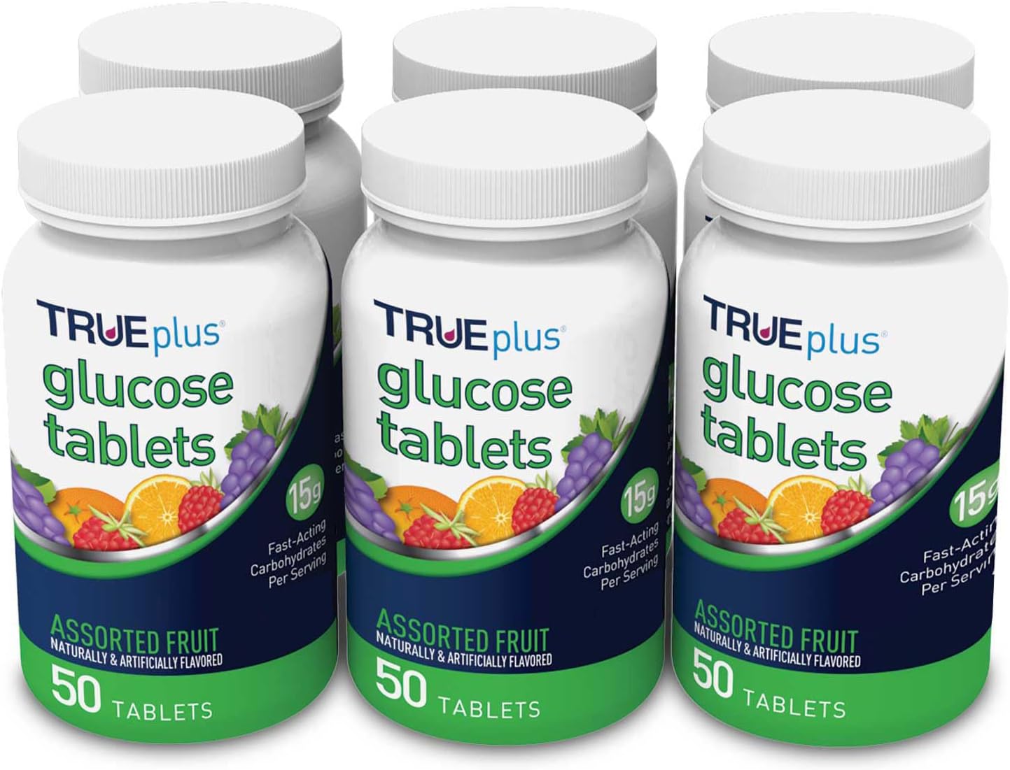 TRUEplus® Assorted Flavor Glucose Tablets - 50ct Bottle, 6 Pack
