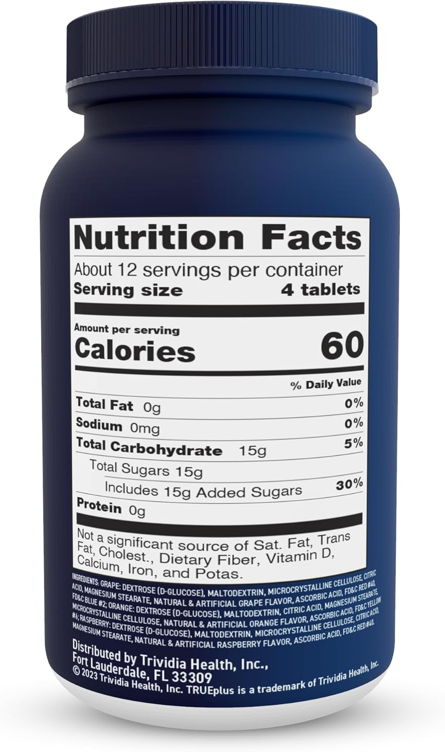 TRUEplus® Assorted Flavor Glucose Tablets - 50ct Bottle, 6 Pack