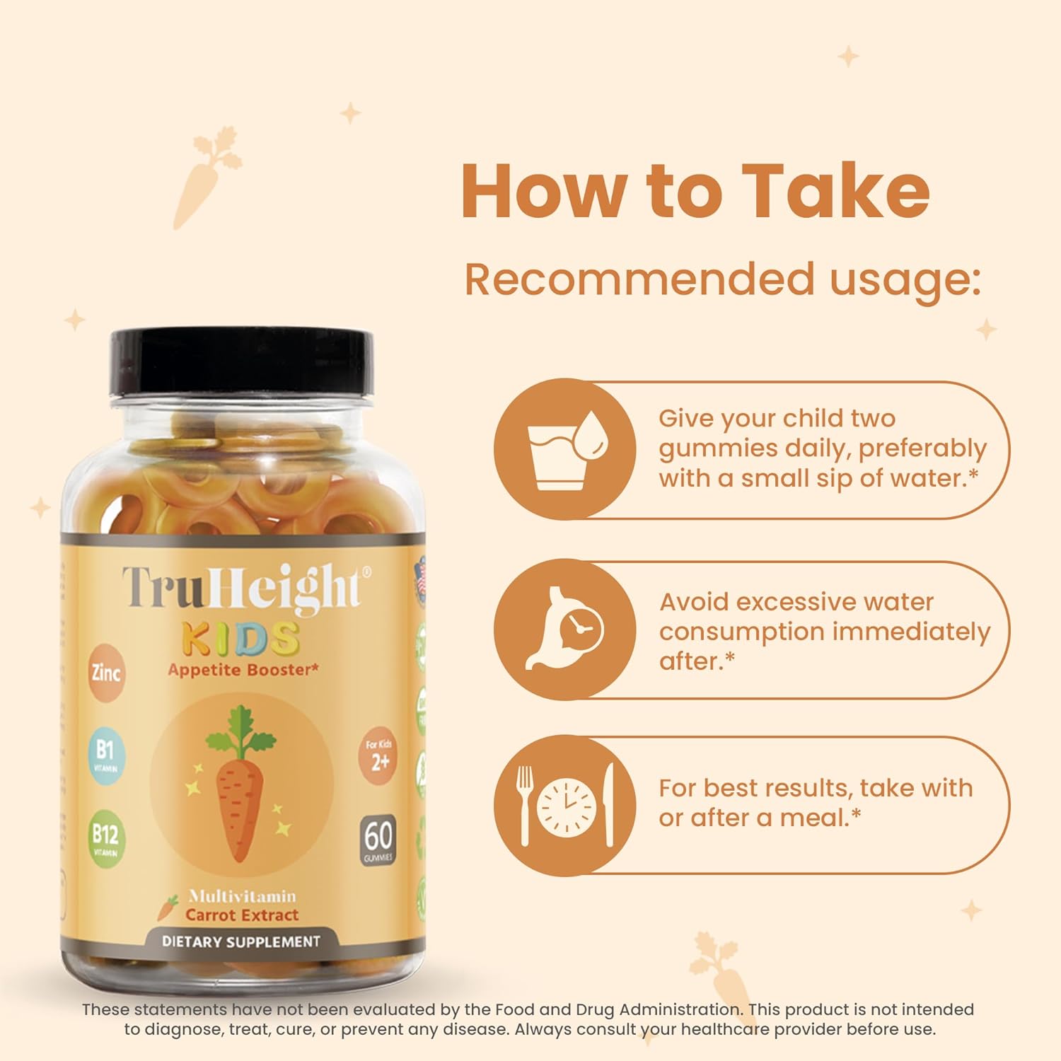 TruHeight Appetite Booster Gummies - 60 Count, Pack of 1 - Natural Supplement for Increasing Appetite and Growth