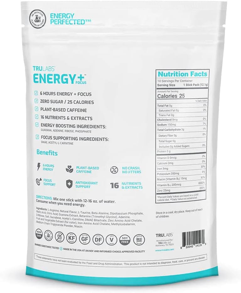 TRULABS Frost Endurance Energy + Focus Powdered Drink Mix for Athletic Performance