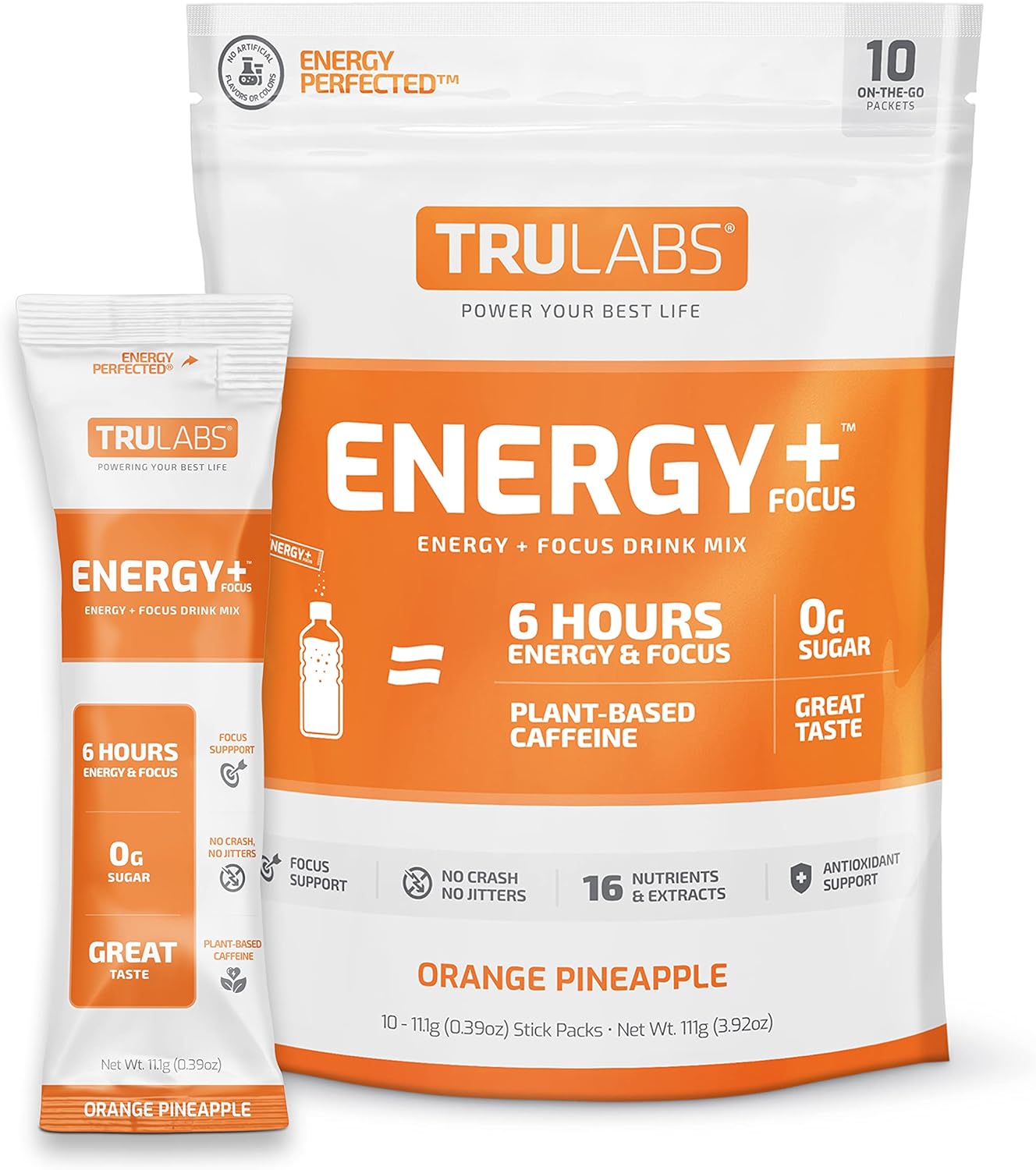 TRULABS Orange Pineapple Powdered Drink Mix for Endurance, Energy, and Focus (10ct)